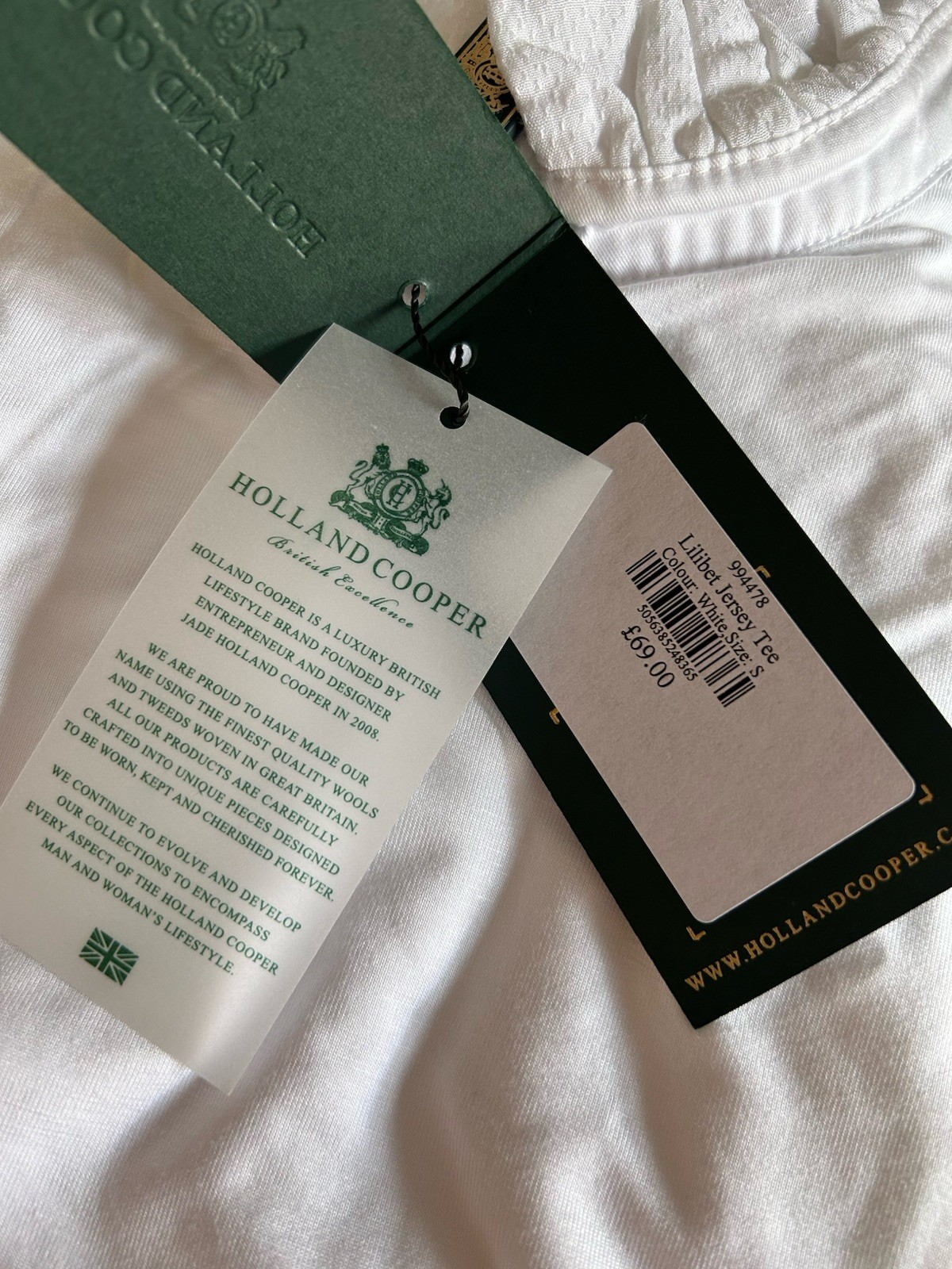 Holland Cooper Lilibet Jersey Tee Top Size Small – White