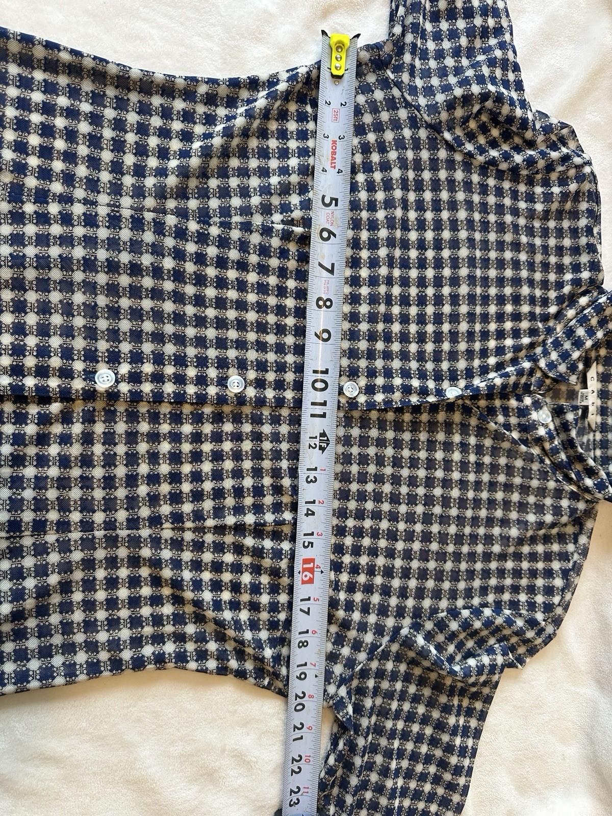 CAbi Blue White Collared Button-Down Long Sleeve Shirt Women’s M