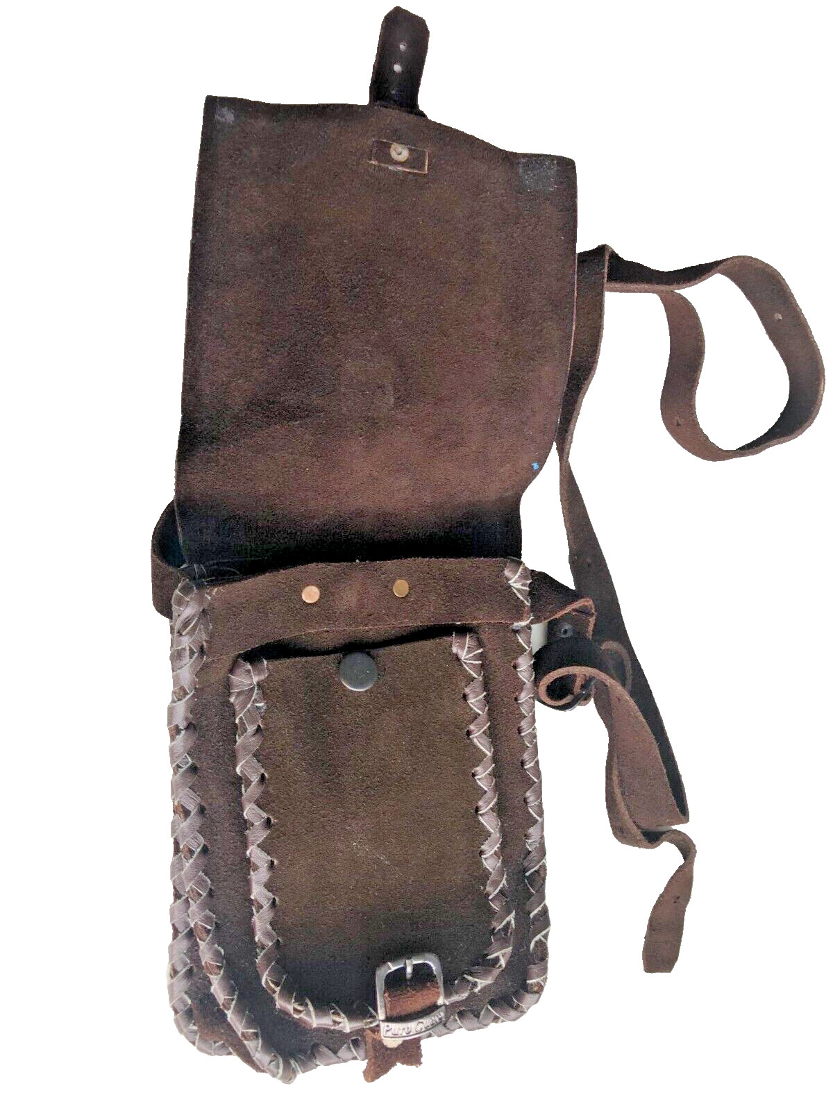 Bag Hand Made Ethnic Indio Hippie Suede Brown Ecuador