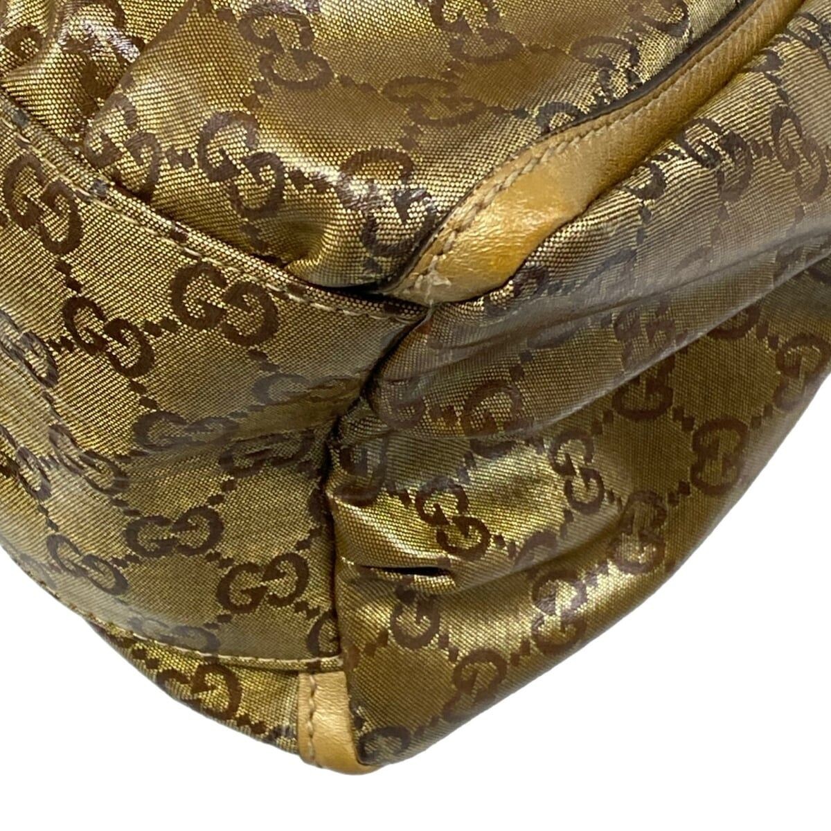 GUCCI Abby GG Monogram Bronze Jacquard Leather Shoulder Bag Auth