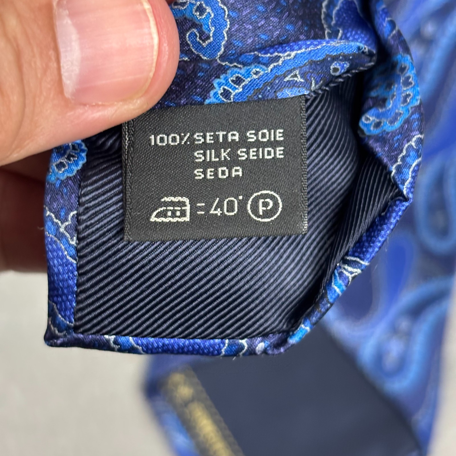 Ermenegildo Zegna Blue Paisley Silk Tie Made in Italy Luxury Designer 3.25″