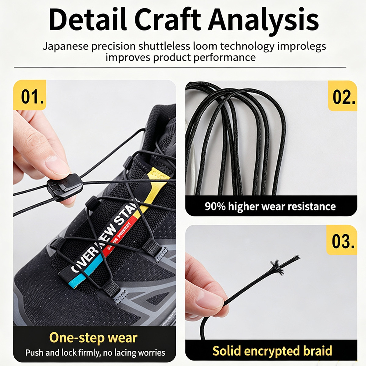 No Tie Elastic Shoelaces Lock Buckle Quick Adjust Laces for Sneakers Running US