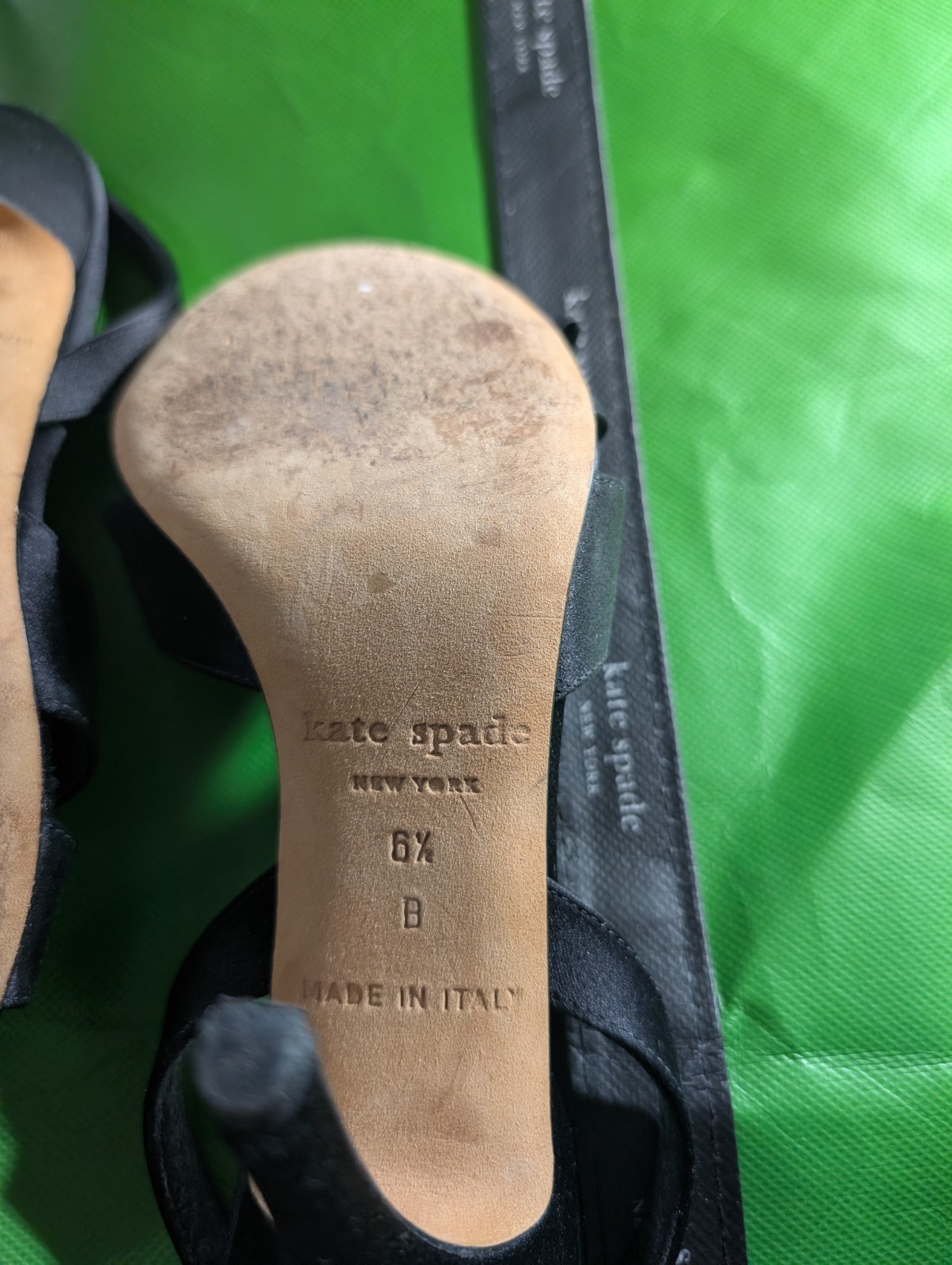 Kate Spade Satin Bow Detail Heels with Dark Green Re-usable Tote Bag