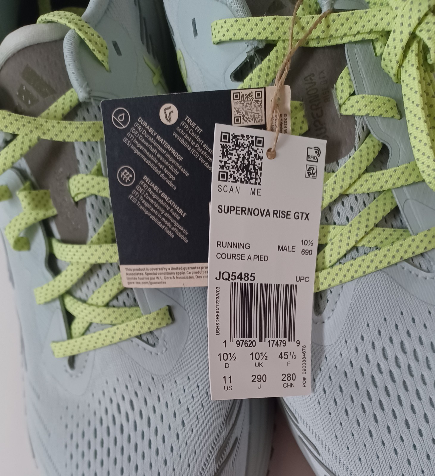 Adidas Supernova Rise GTX Gore Tex JQ5485 man silver/green shoes Brand New