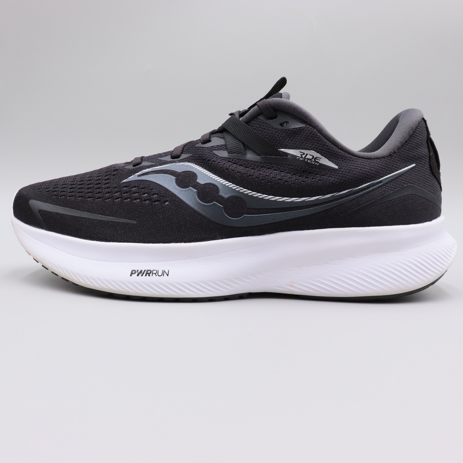 Saucony Ride 15 Womens Size 11.5 Wide US Black White Athletic Running Shoes