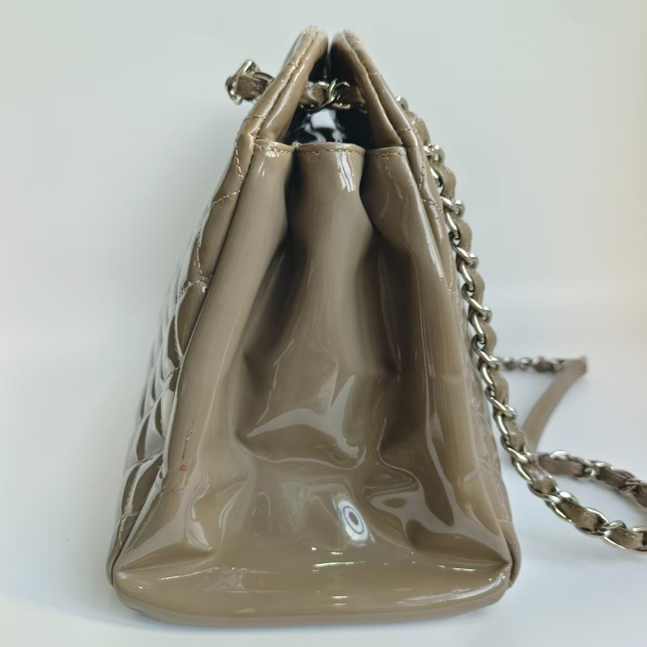 Chanel Jumbo Classic Quilted Patent Leather Shopping Tote Bag