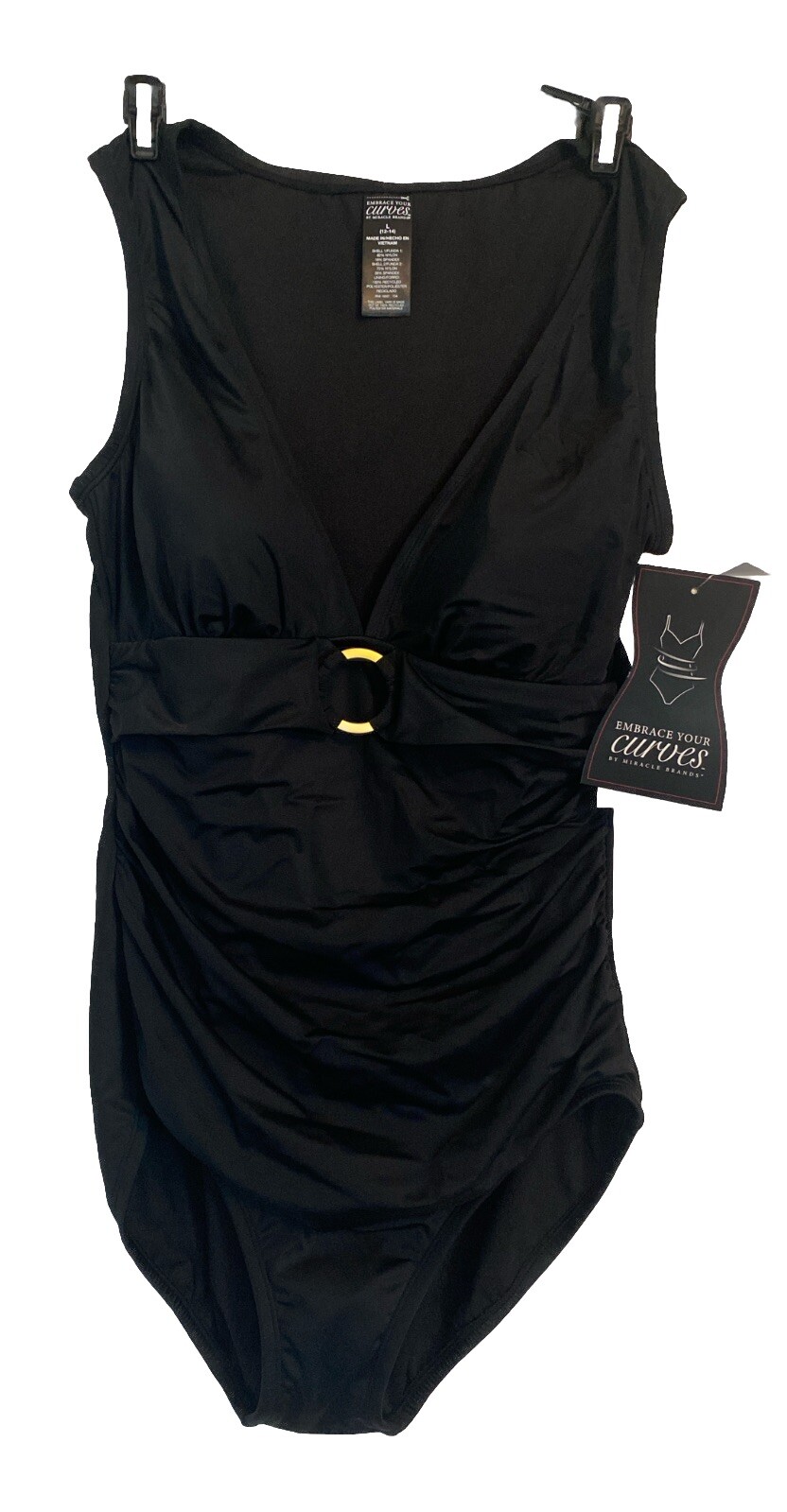 Embrace Your Curves by Miracle Brands Women Amelia O Ring One Piece Swimsuit XL