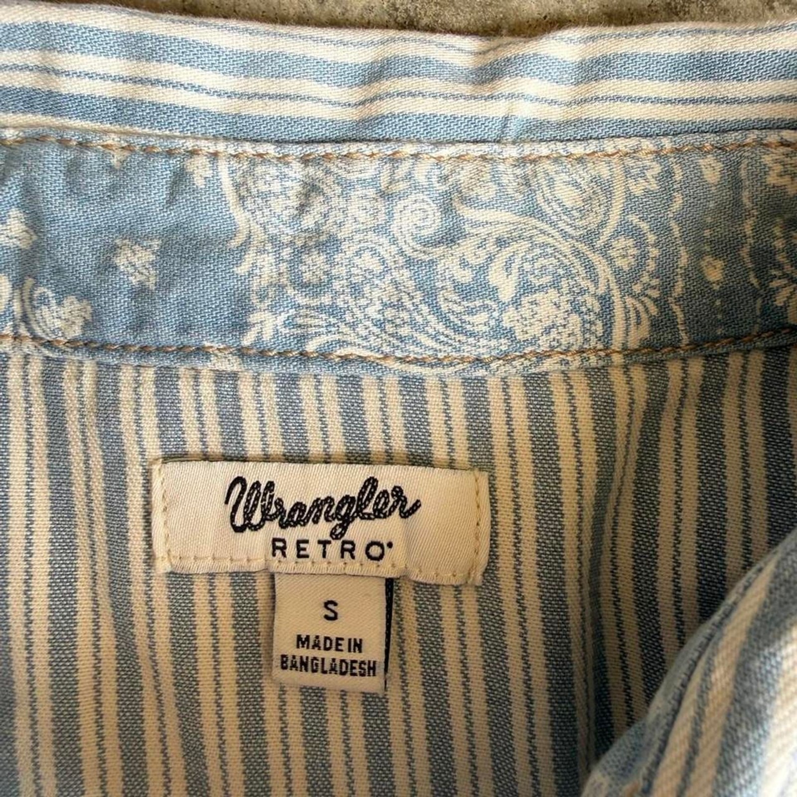 Wrangler Retro blue stripe pearl snap western shirt
