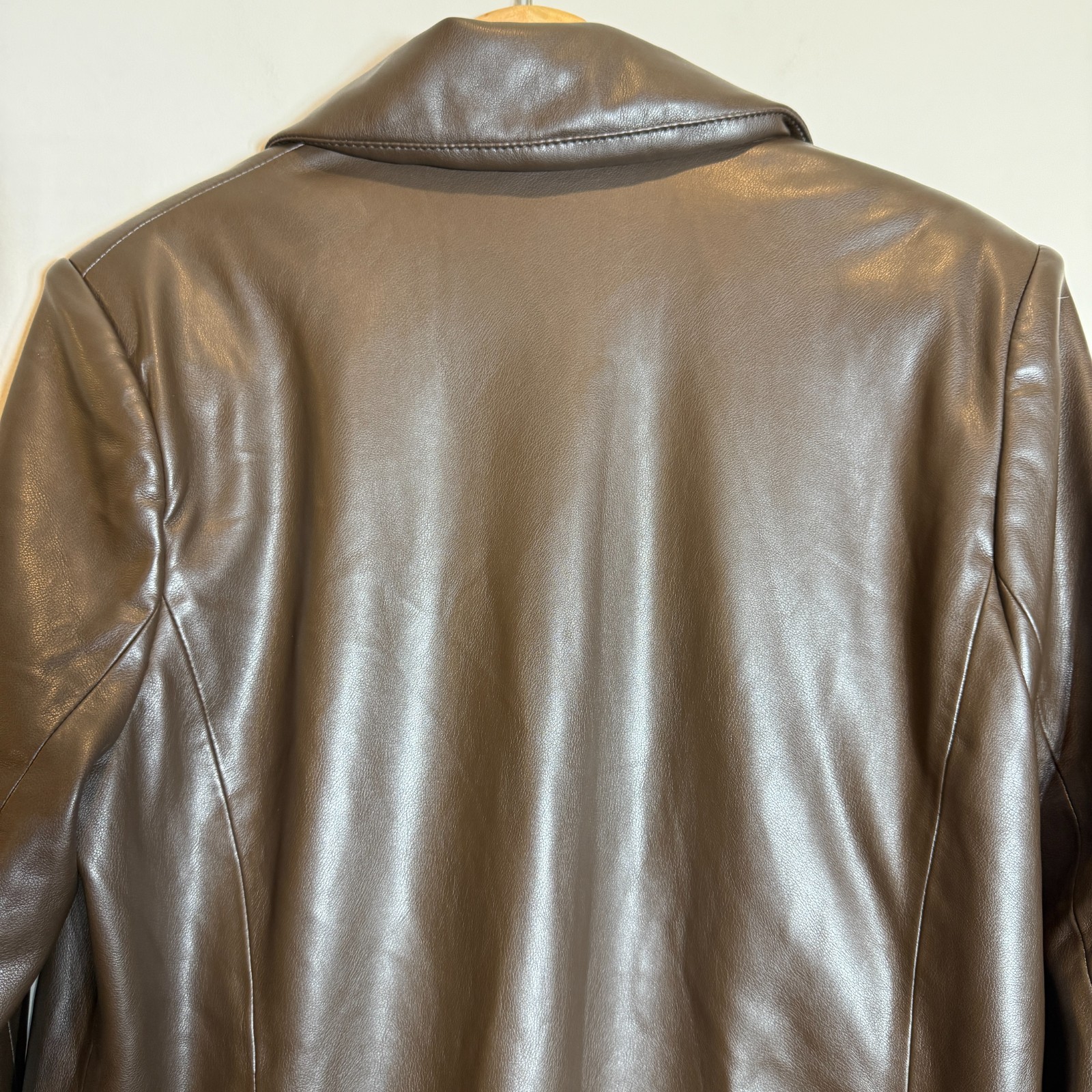 Abercrombie & Fitch Vegan Leather Blazer Suit Jacket Women’s Medium Brown Preppy