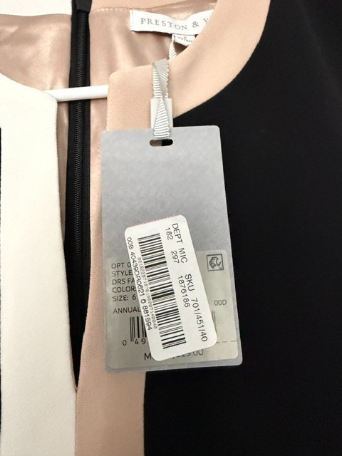Preston York Fallon Color Block Split V-Neck Sleeveless Pocket Shift Dress New 8