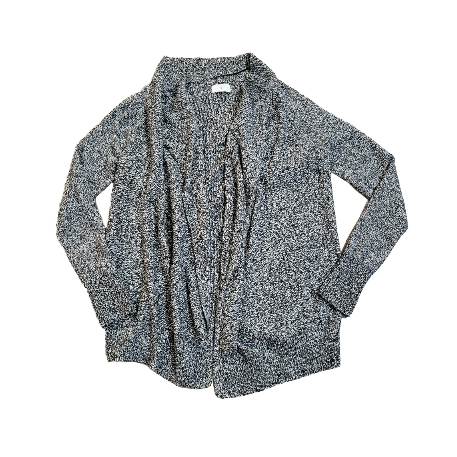 Lou & Grey Merino Wool Blend Open Front Knit Cardigan Sweater size Medium Gray