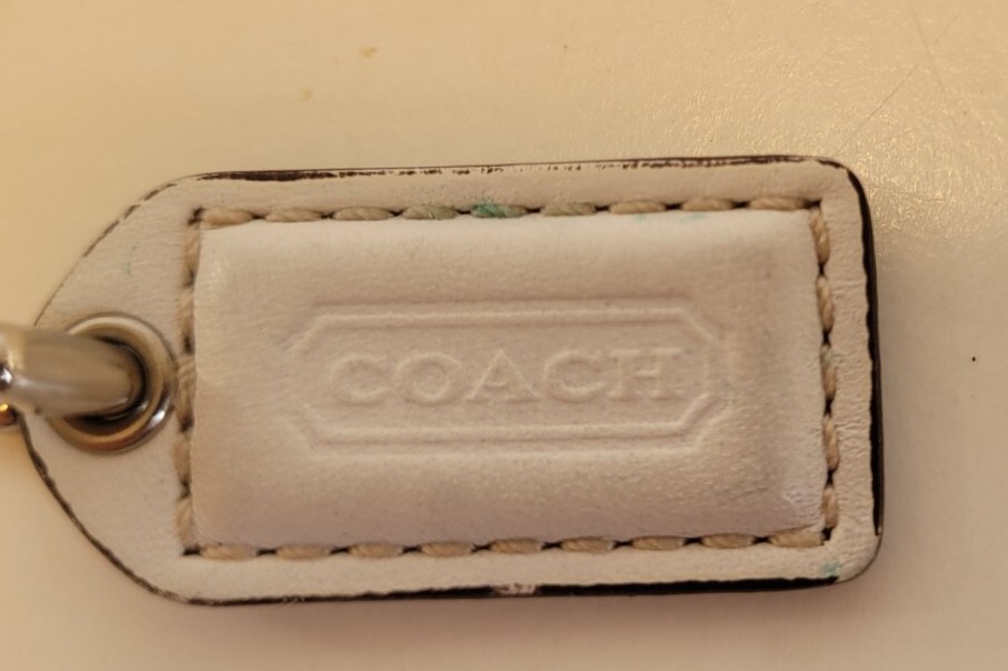 Coach Wristlet Wallet Brown Monogram CC Canvas White Leather Trim Strap