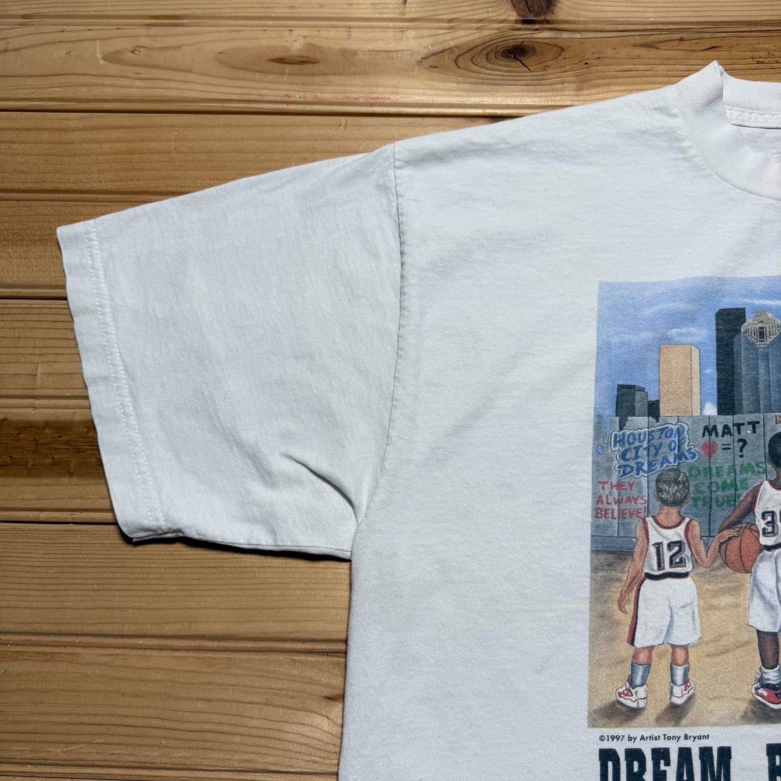 Vintage 1997 Houston Rockets NBA Basketball Art Motivational Graphic T-Shirt XL