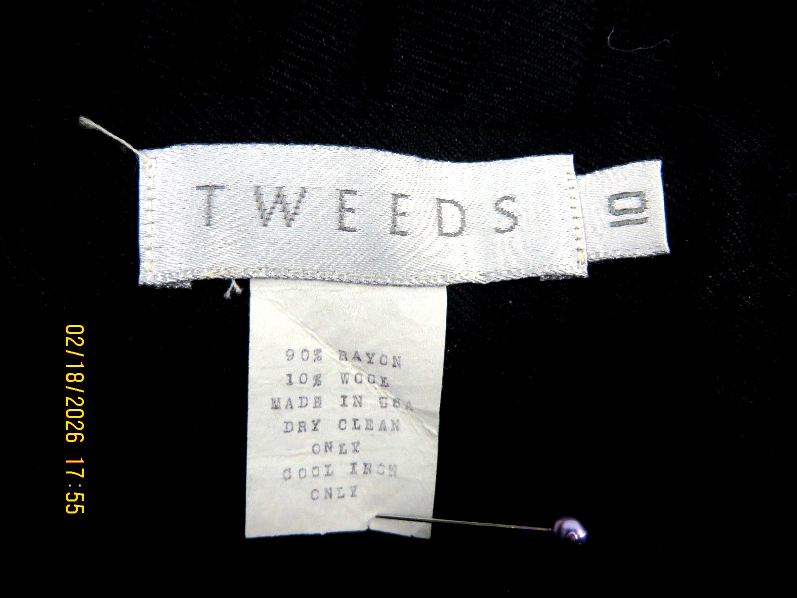 TWEEDS SZ 10 Rayon/Wool Charcoal Crinkled-Crushed Woven Fabric Wide Long Skirt
