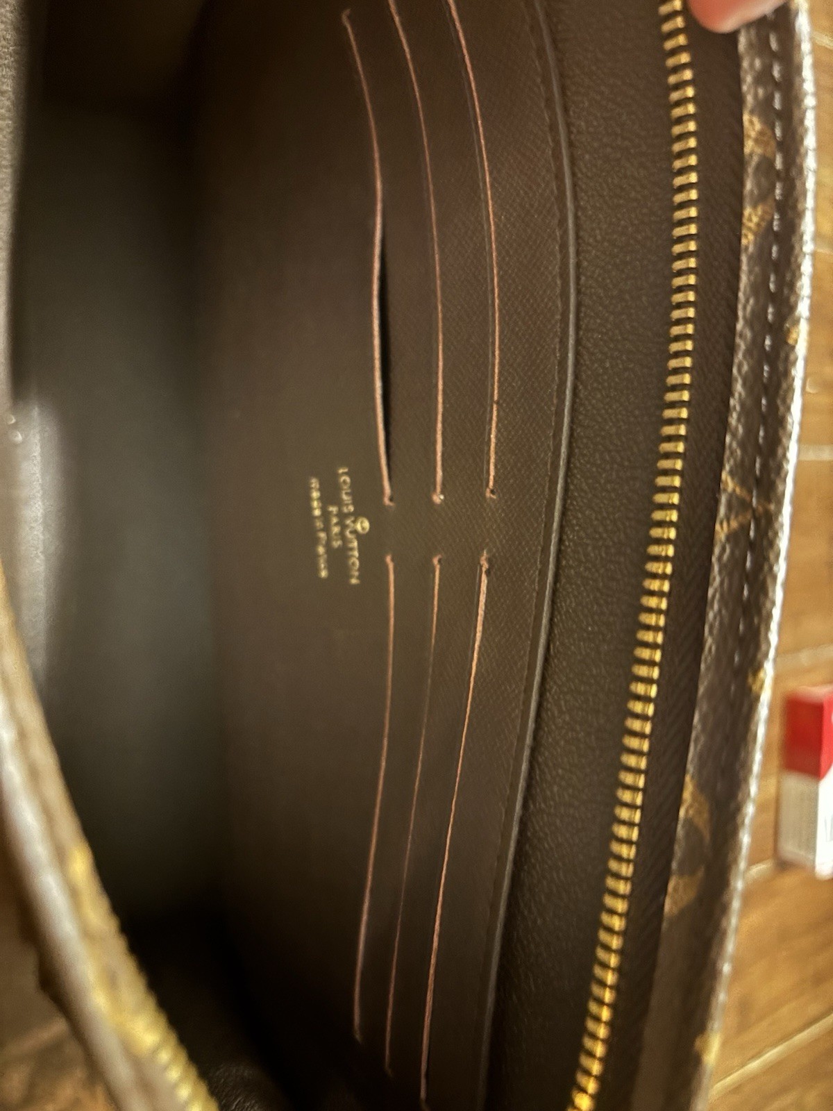 Louis Vuitton Monogram Zip Pochette Crossbody Bag Brown Gold Hardware