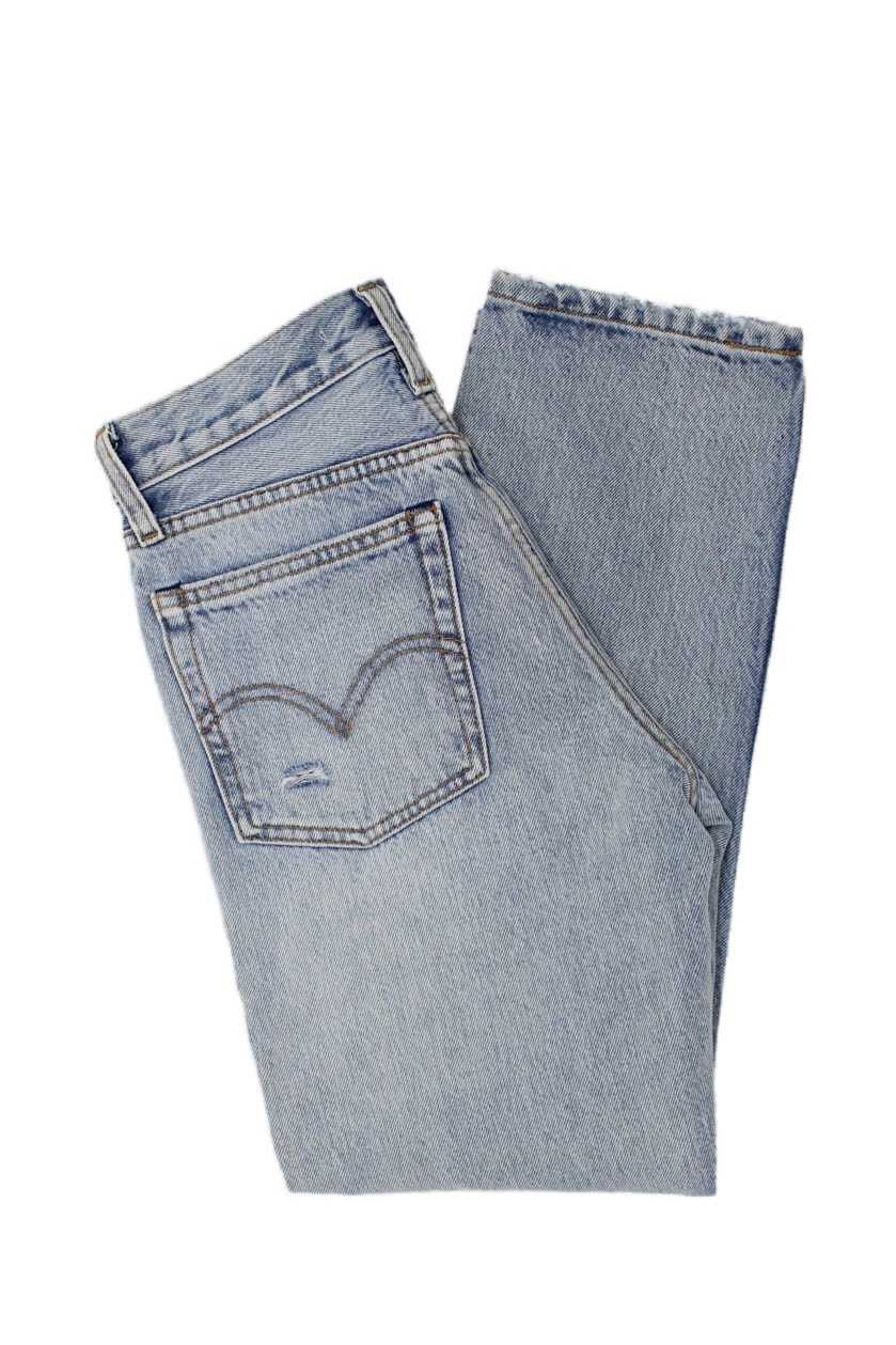 Levis Womens High Waist Straight Jeans Light Blue 100% Cotton Size 24