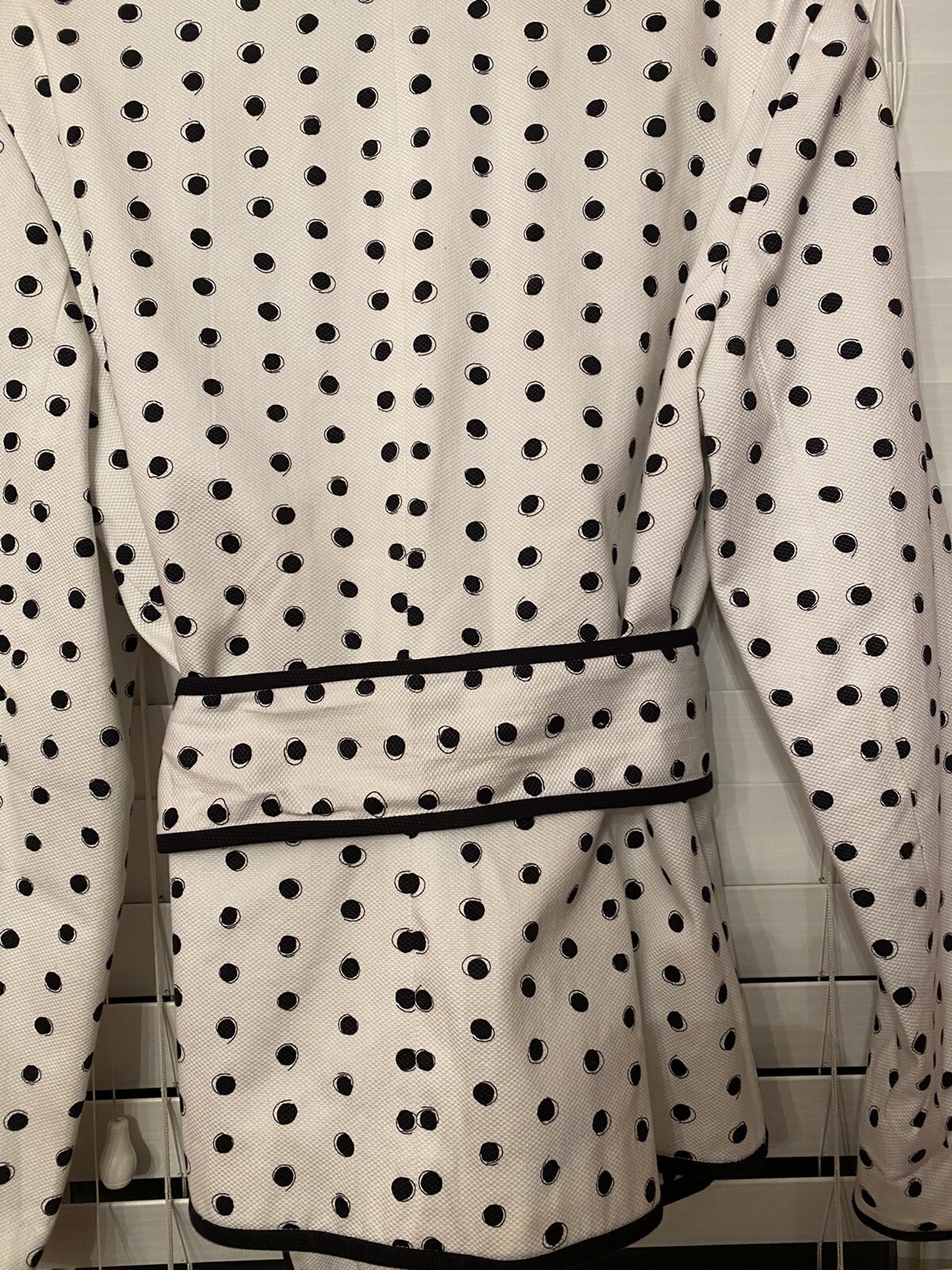 PECK&PECK WHITE BLACKPOLKA DOT BLAZERWOMENS SIZE 16 RN 58142