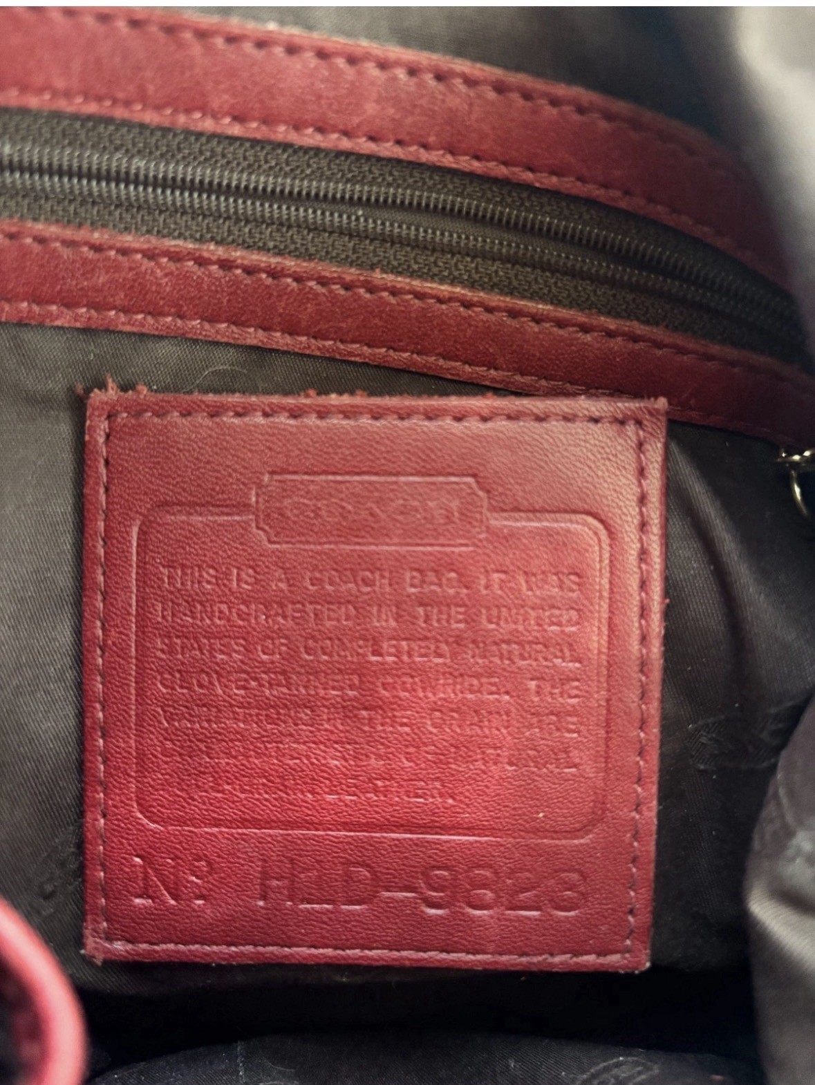 Coach Red Crescent Shoulder Bag, Zip Closure, Gold Hardware, Tassel Charm