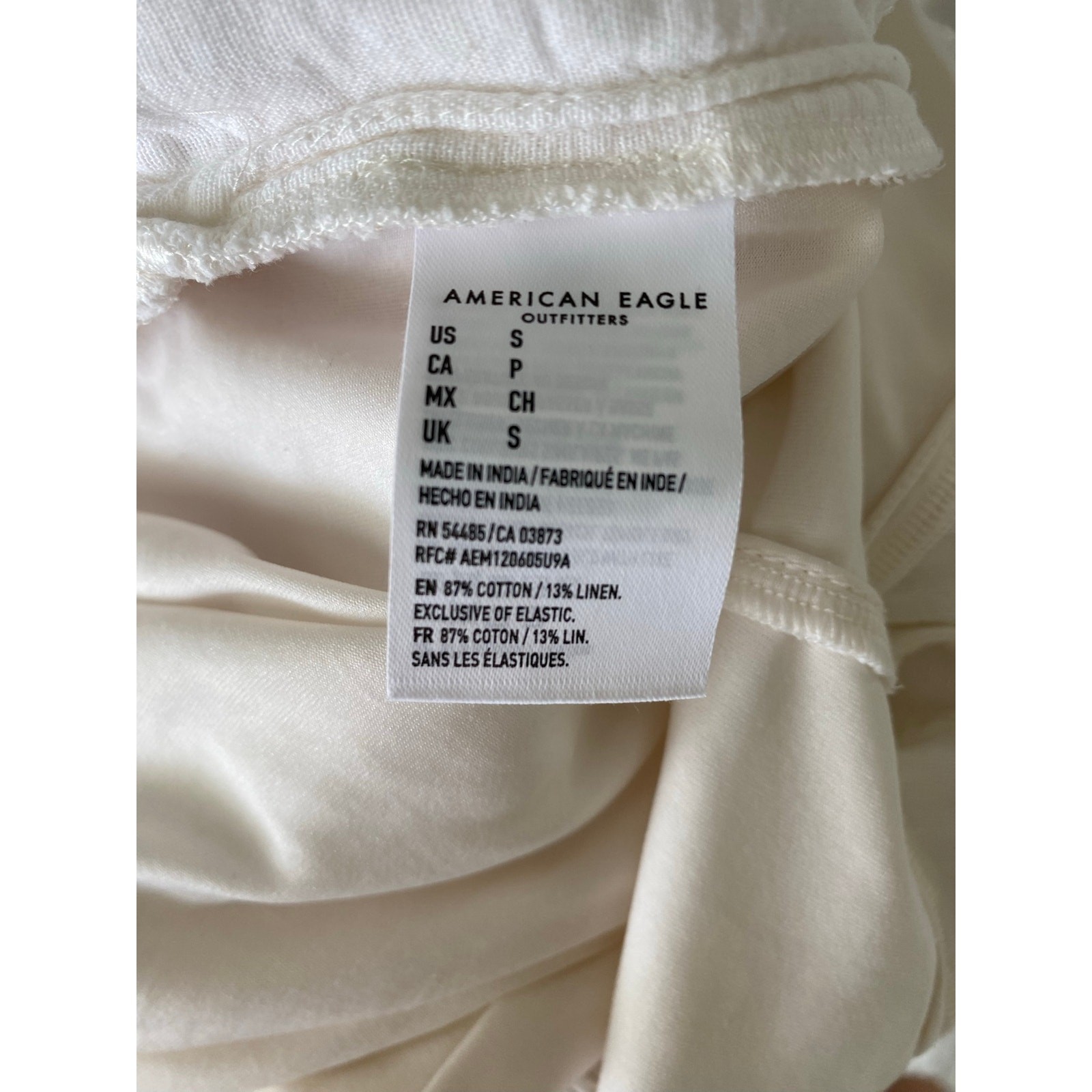 American Eagle Cream Linen Blend Button Front Wide Leg Jumpsuit Size S/P