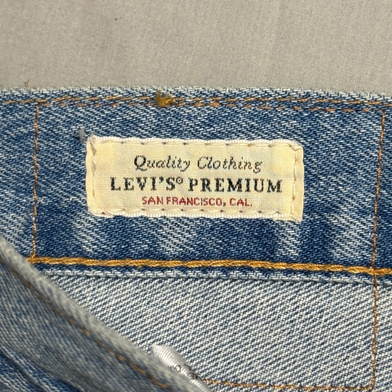Levis Premium 501 Original Mens Light Wash Straight Leg Stretch Jeans 34×36