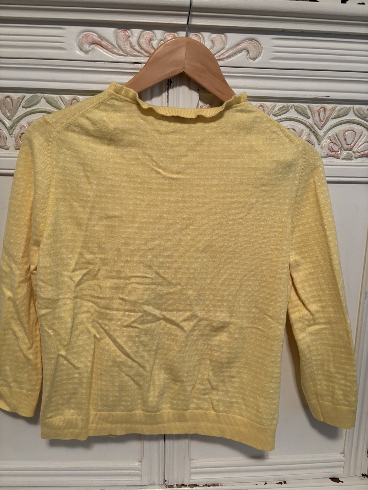 Banana Republic Yellow/White Polka Dots Lightweight Cardigan Sweater Women’s L