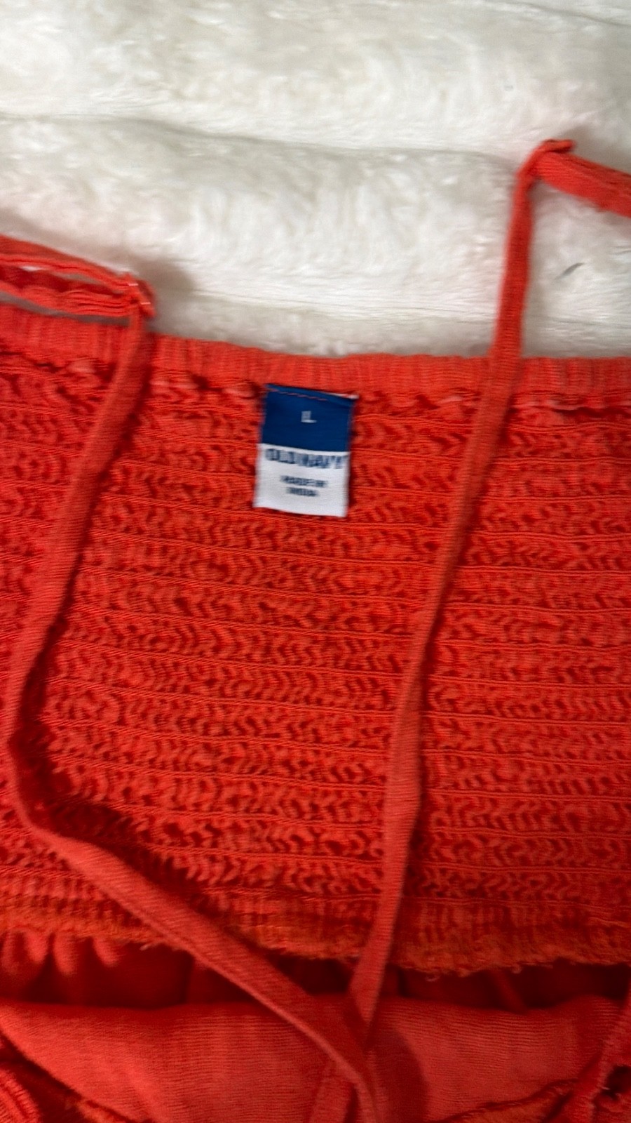 Old Navy Women’s Large Coral Orange Smocked Sleeveless Midi Dress