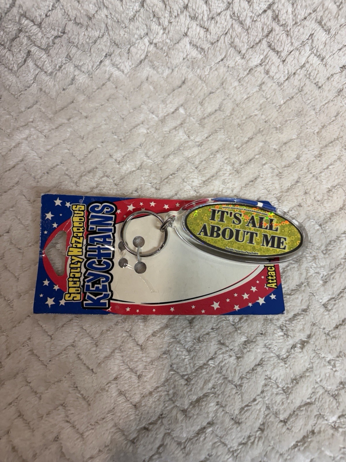 Vintage Y2K Socially Hazardous Keychain It’s All About Me Deadstock Holographic
