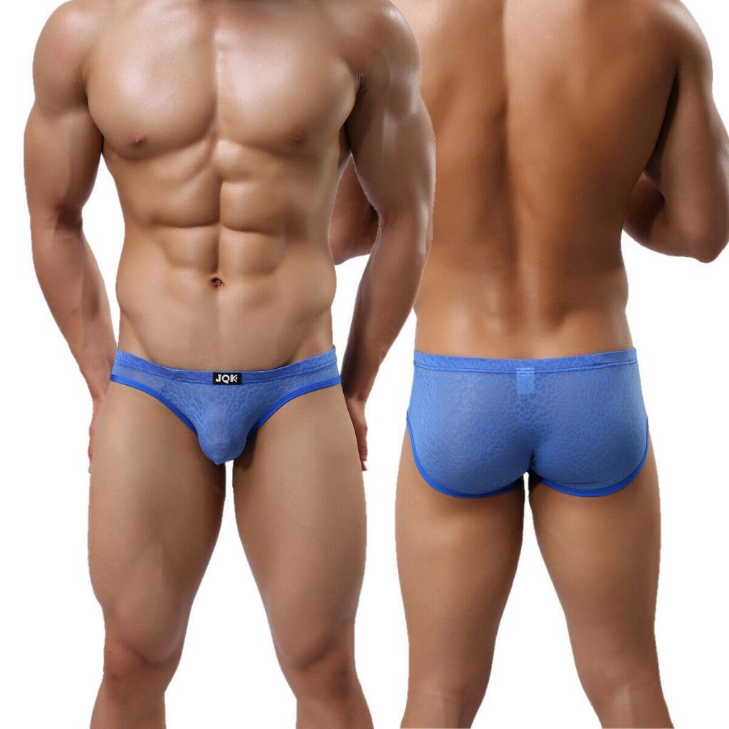 Men’s Silky Soft Stretch Transparent Jacquard Brief Silk Underwear Shorts Boxer