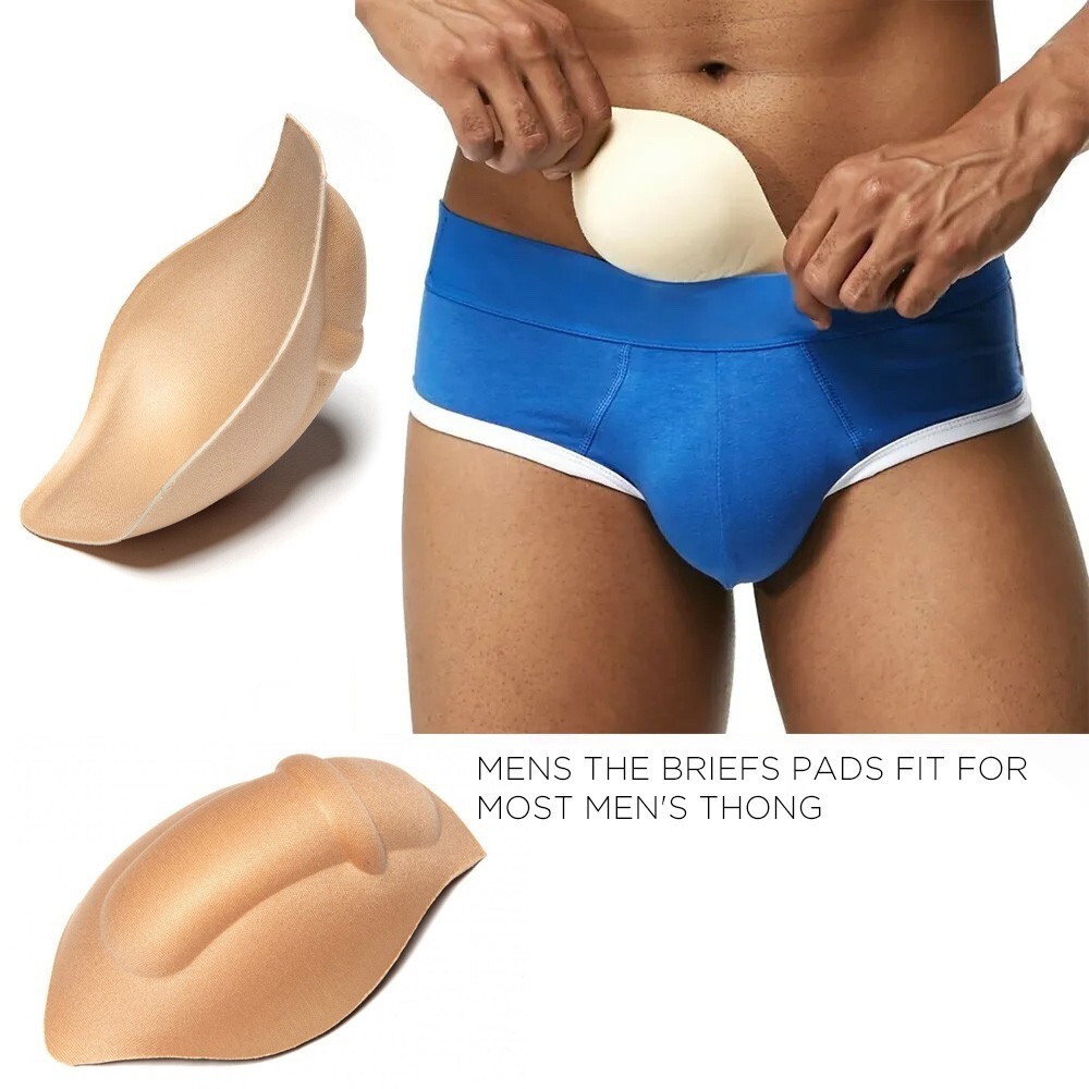 2Pc Sexy Men Pad Enlarge Enhancing Push Up Pouch Stereo Cup Briefs Trunks GThong