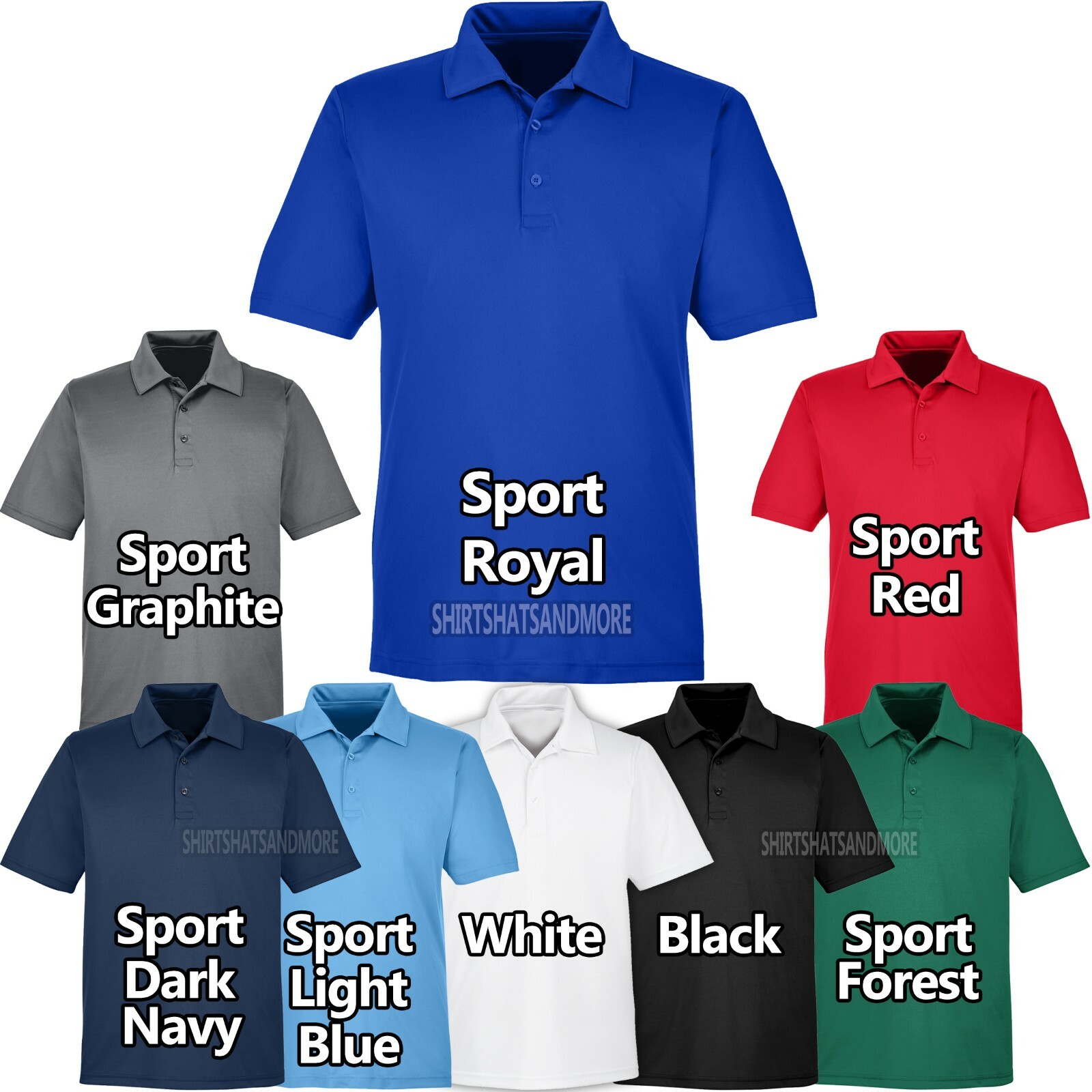 BIG MENS Moisture Wicking Polo Shirt UV Protection Dri Fit XL 2X 3X, 4X, 5X, 6X