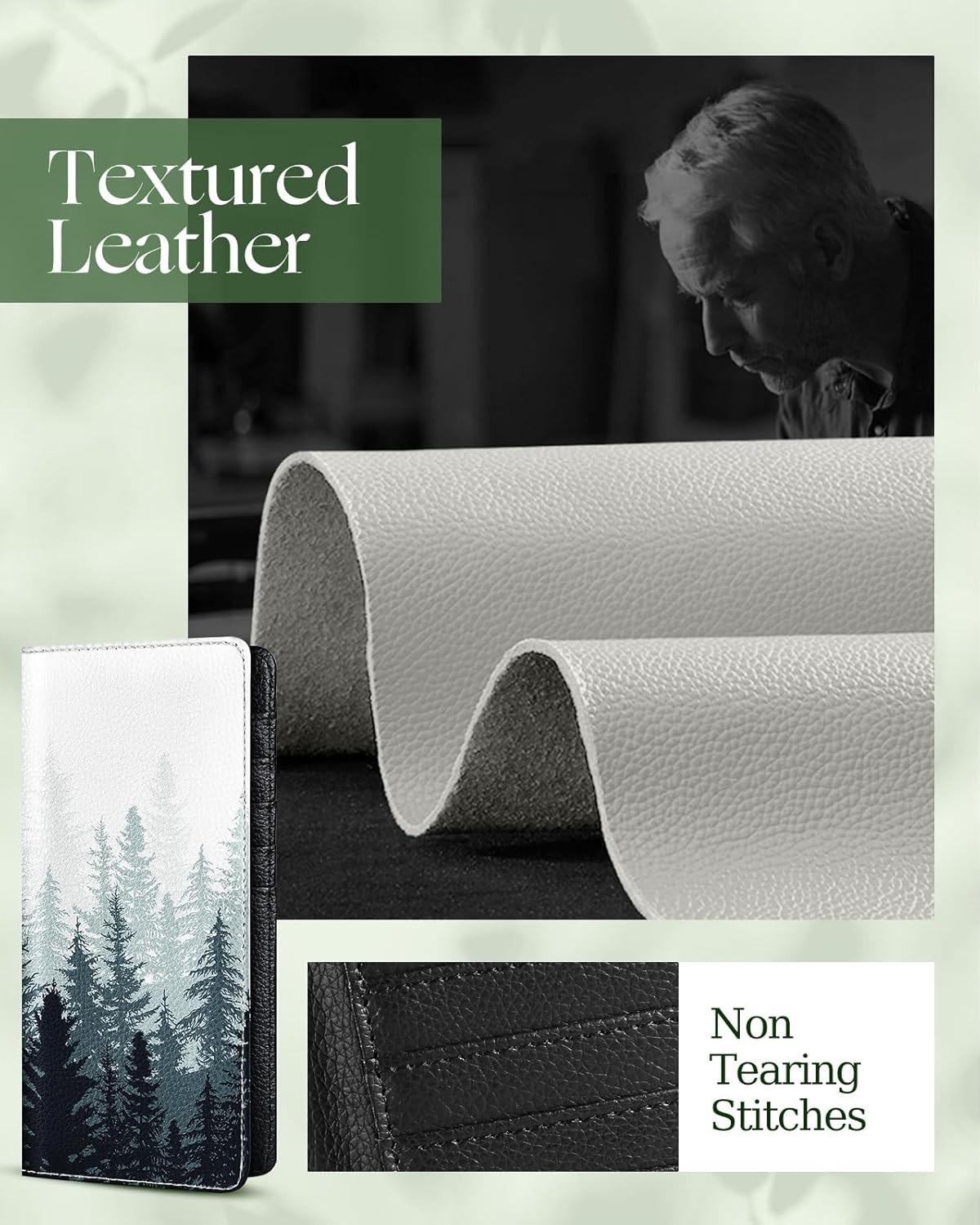 Checkbook Cover For Personal Duplicate Checks Leather Check Book Wallet Forest