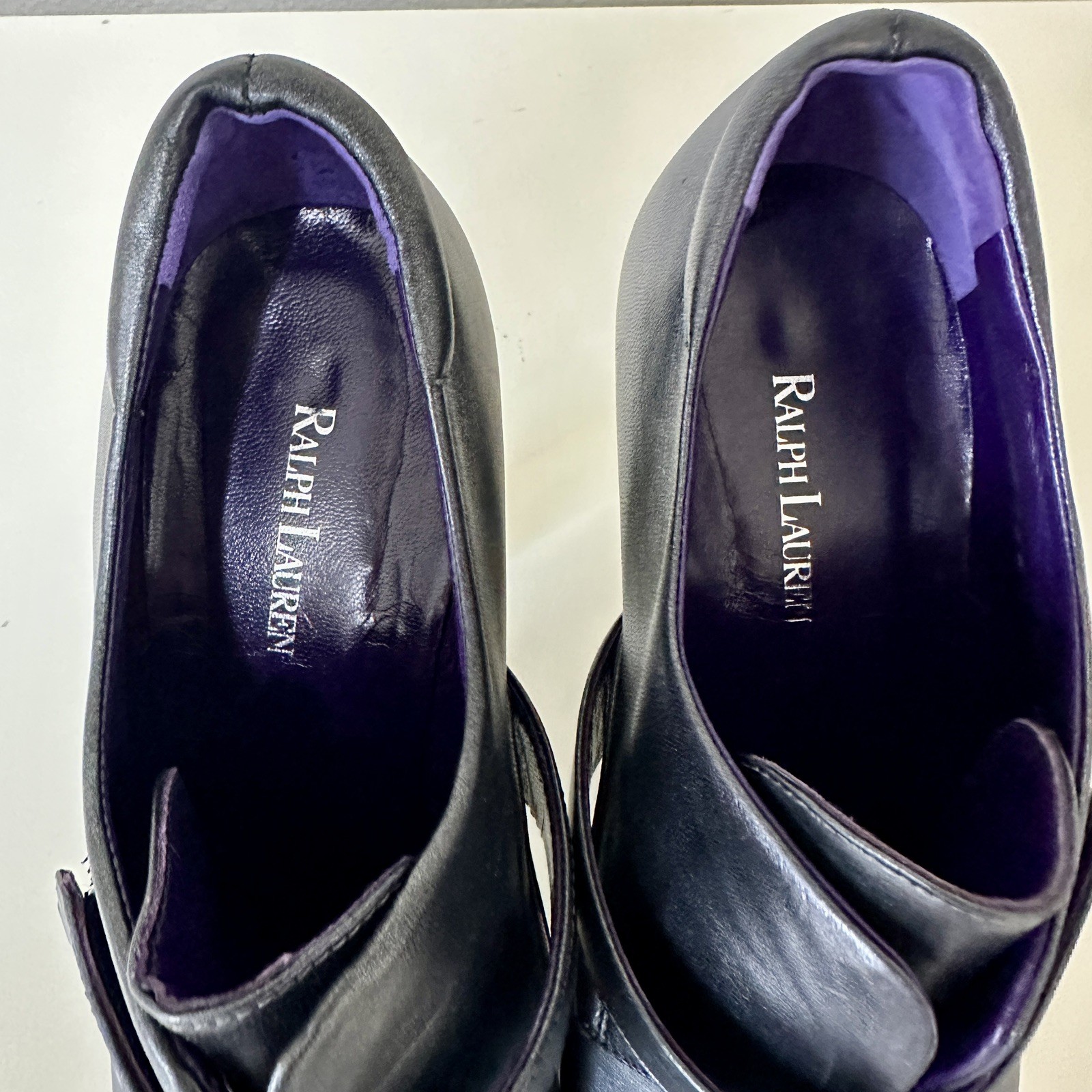 Ralph Lauren Heeled Mary Jane Leather Heels Pumps Shoes Black Size 8.5