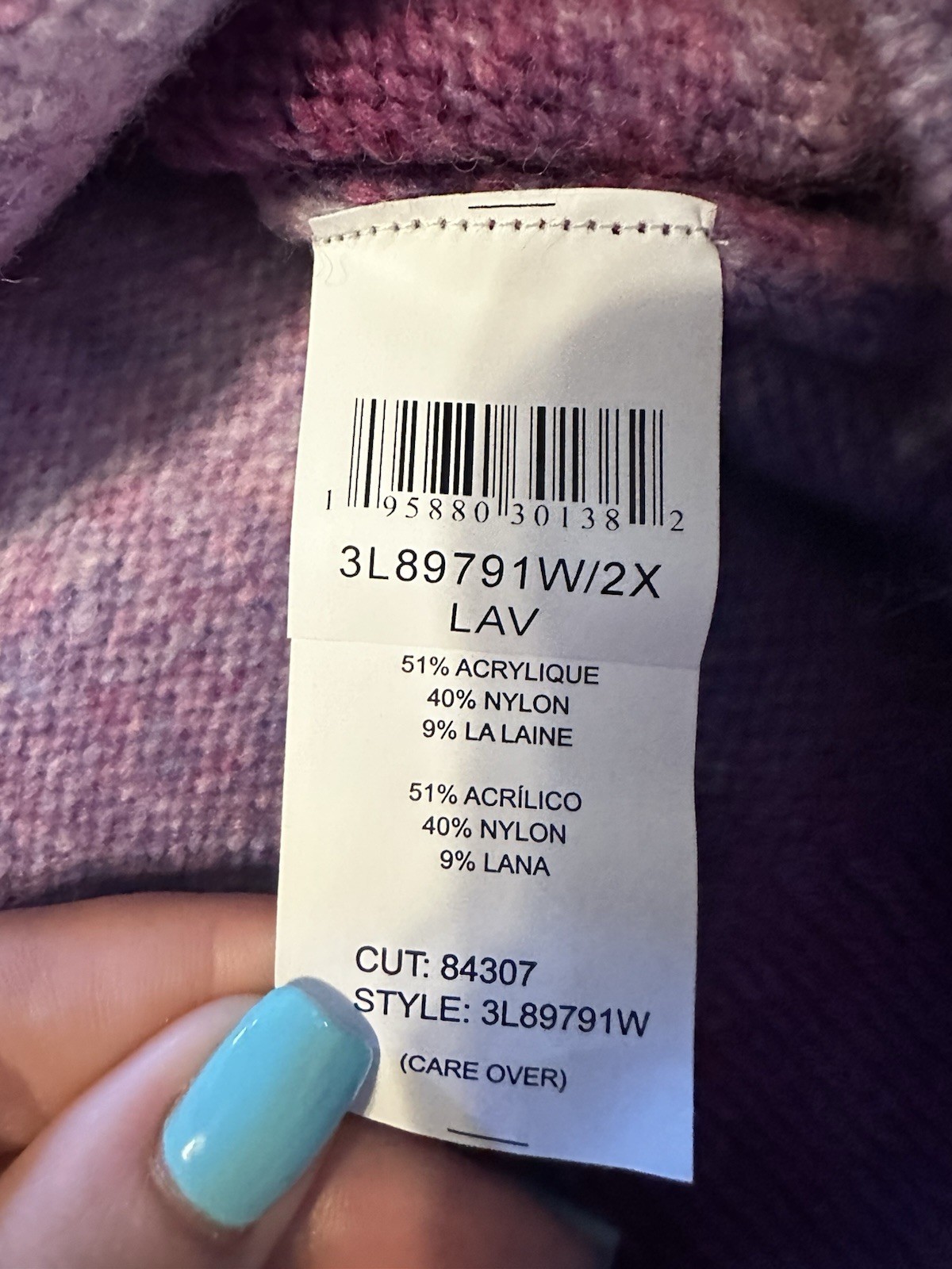 Karen Kane 2X NWT Fuzzy Ombre Wool Blend Sweater Purple Pink Sleeve MSRP $139