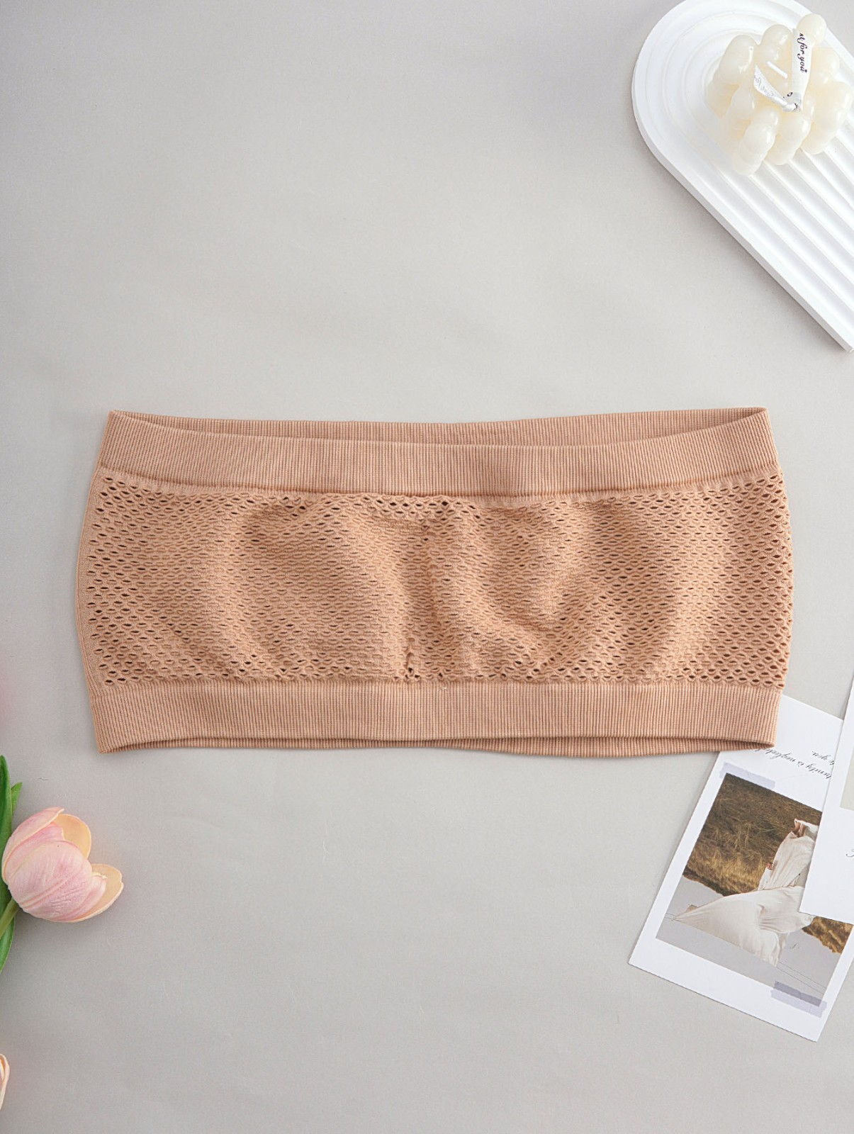 Strapless Bandeau Bra Breathable Mesh Wireless Push Up Anti Slip Tube Top Bra