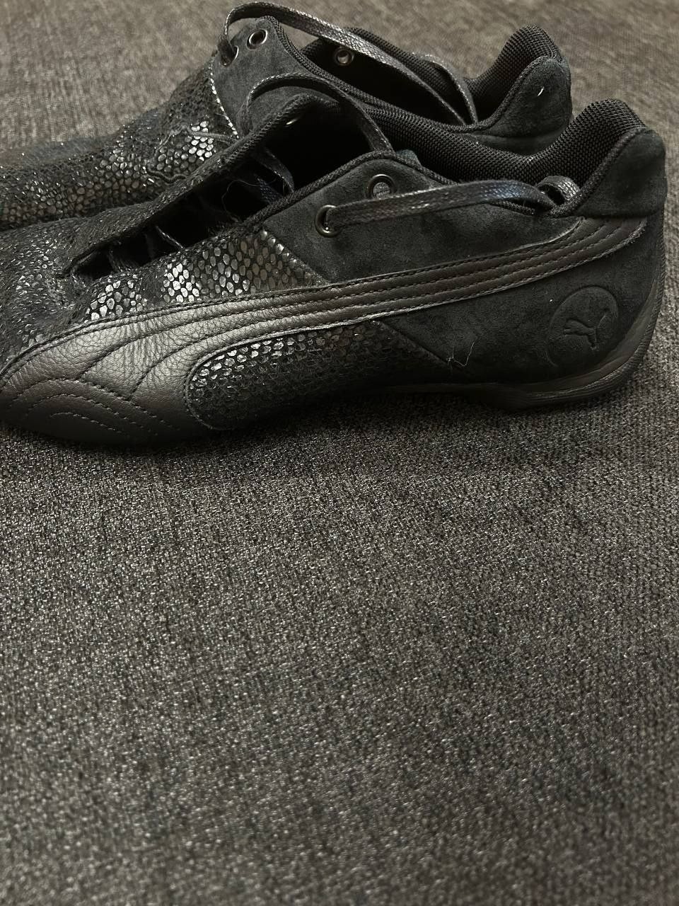 Vintage Puma Future Cat Low Black Reptile Skin Suede Sneakers Size 10.5