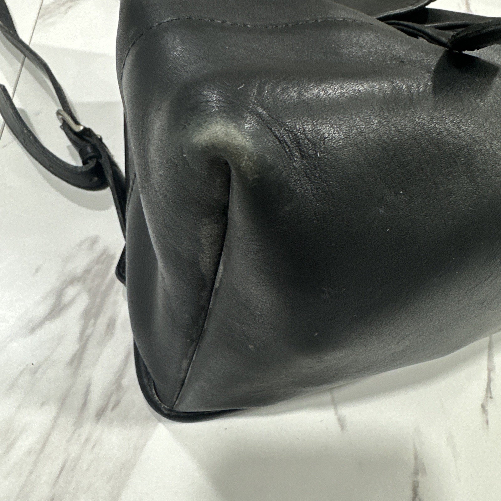 COACH Vintage 9791 Black Leather Backpack “The Daypack” Drawstring Turn-lock