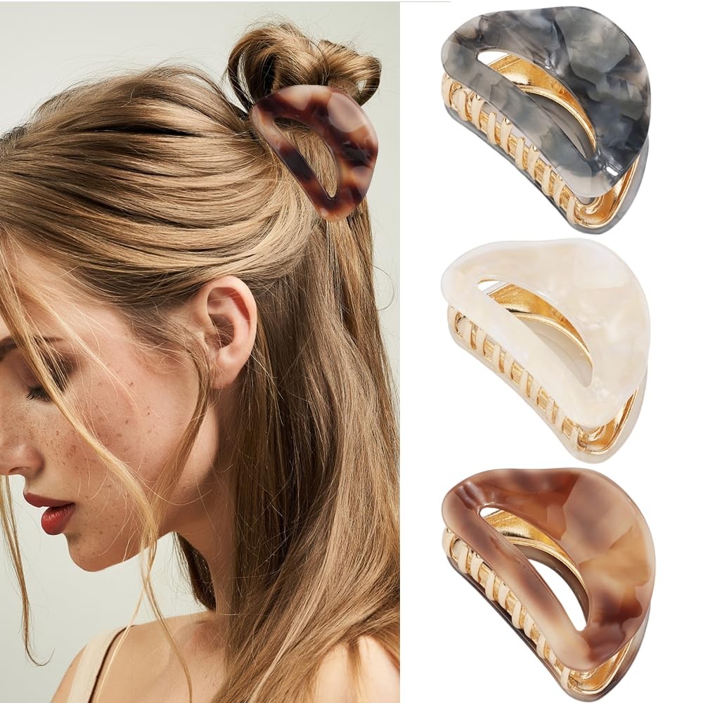 Tihebax Hair Clip, 3Pcs Medium Claw Clips for Women’s 1 Count (Pack of 3), 4