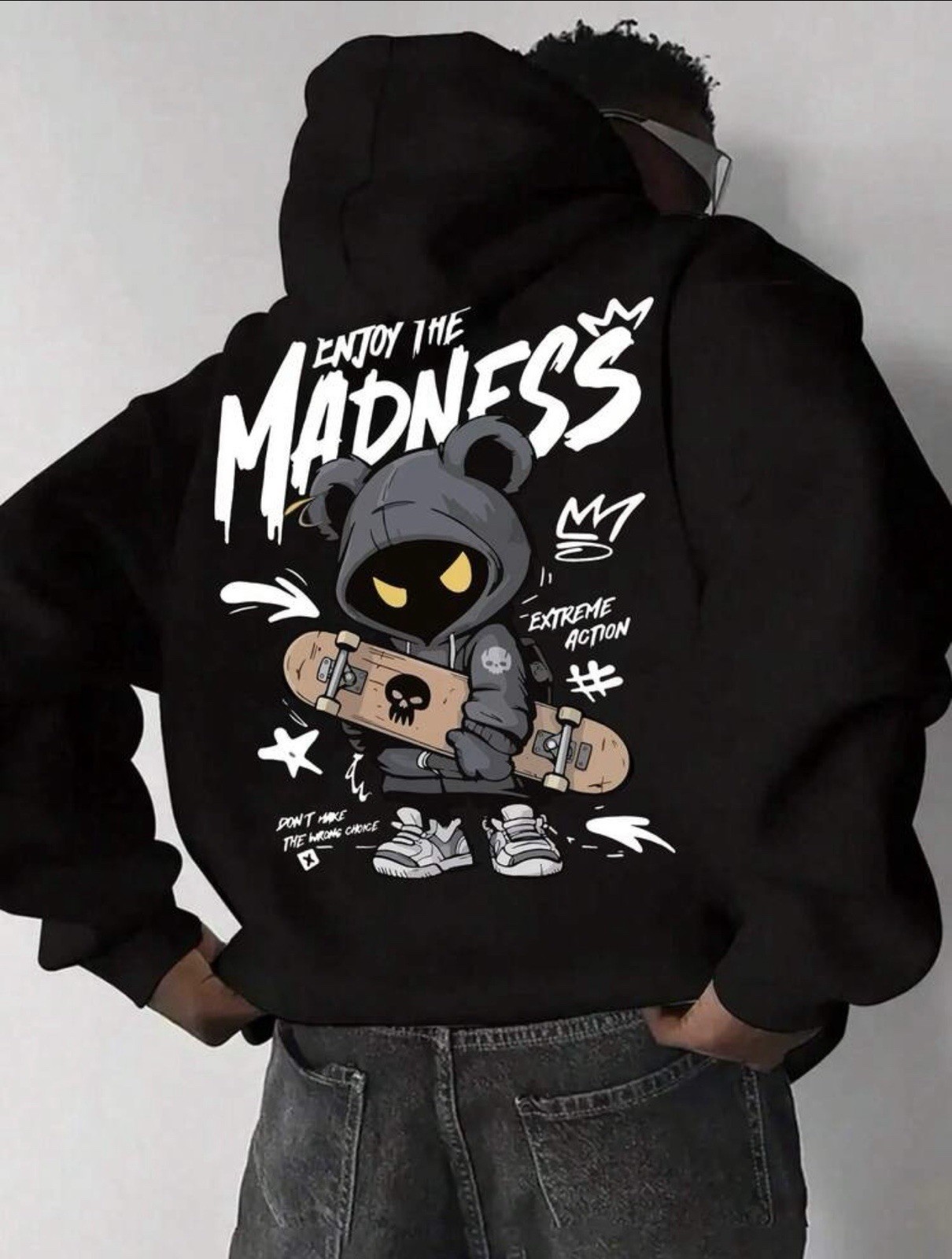 Graphic Hoodie Cartoon Print Drawstring Casual Streetwear Pullover Sweatshirt