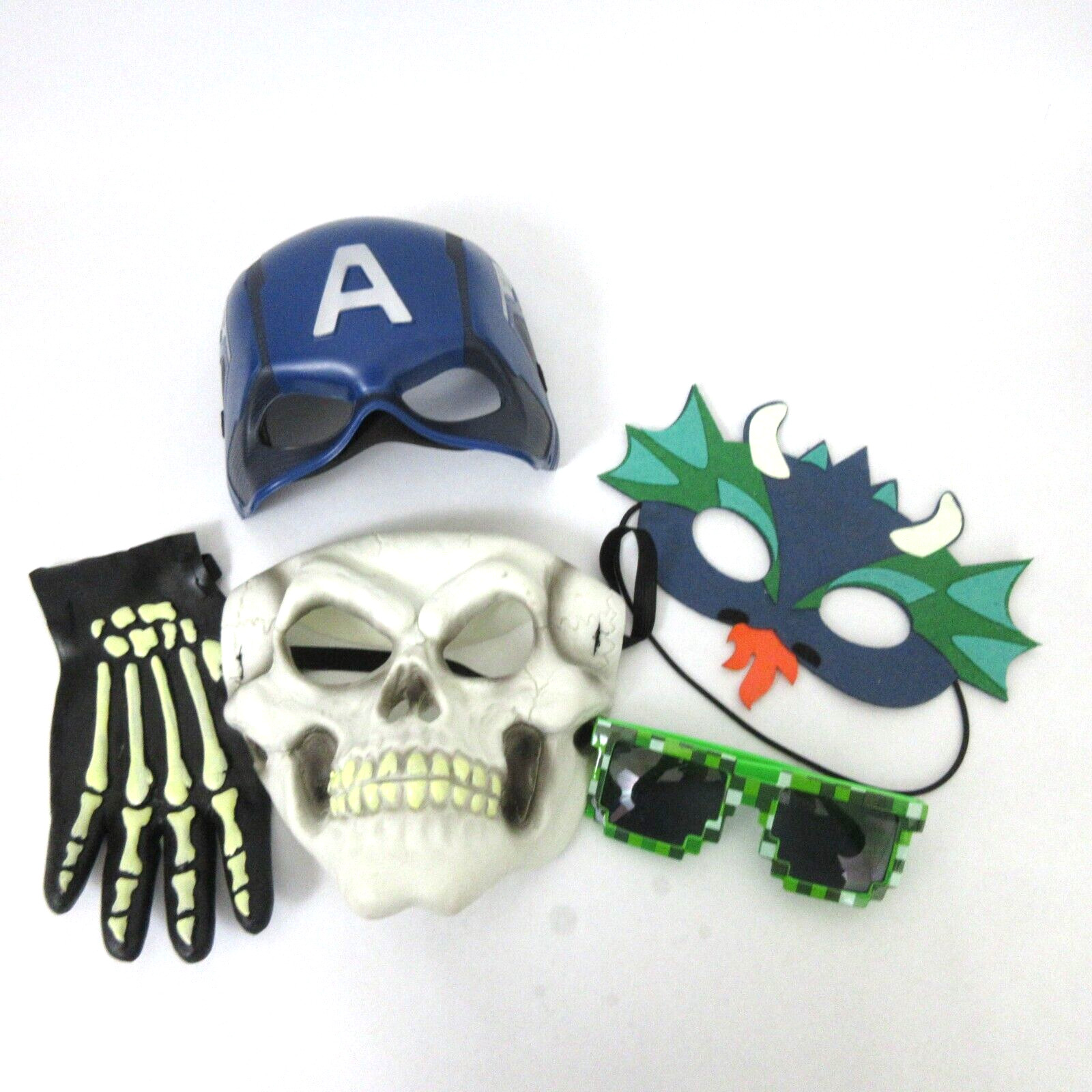 Lot of 5 Pc Captain America Skull Halloween Masks Pixel Kids Toy Dress-up Play