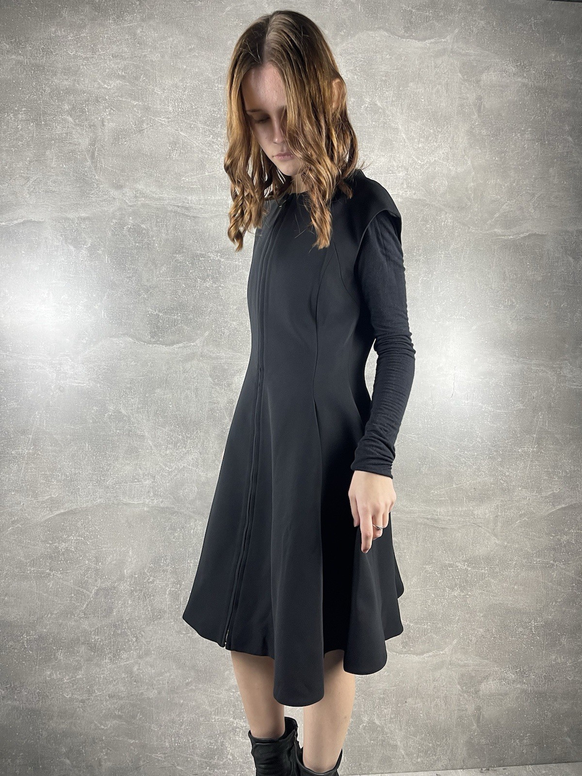 Gareth Pugh FW14 Archives Avant Grde Sculptural Zip Front Black Dress IT 44 ( L)