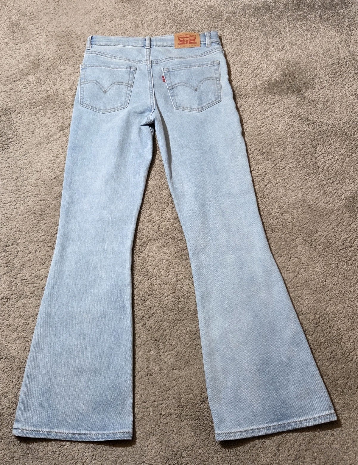 Levi’s 726 Flare Jeans Girls Size 12 Reg Light Wash Stretch Denim 26 X 26