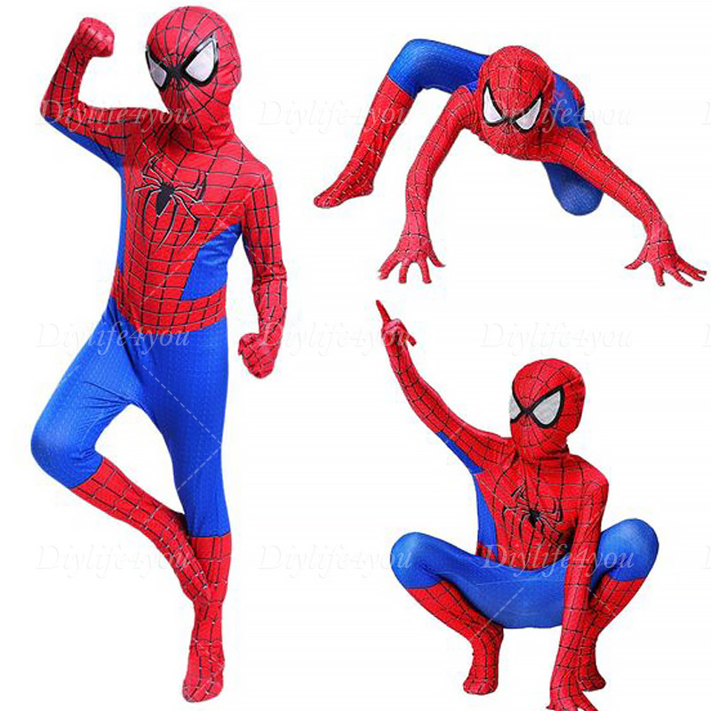 Kids Spider-Man Cosplay Costume Boys Tobey Maguire Outfit Jumpsuit Fancy Dress
