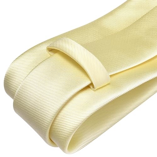Classic New 3.15″（8cm） Men’s Solid Color Necktie Wedding Business Light Yellow