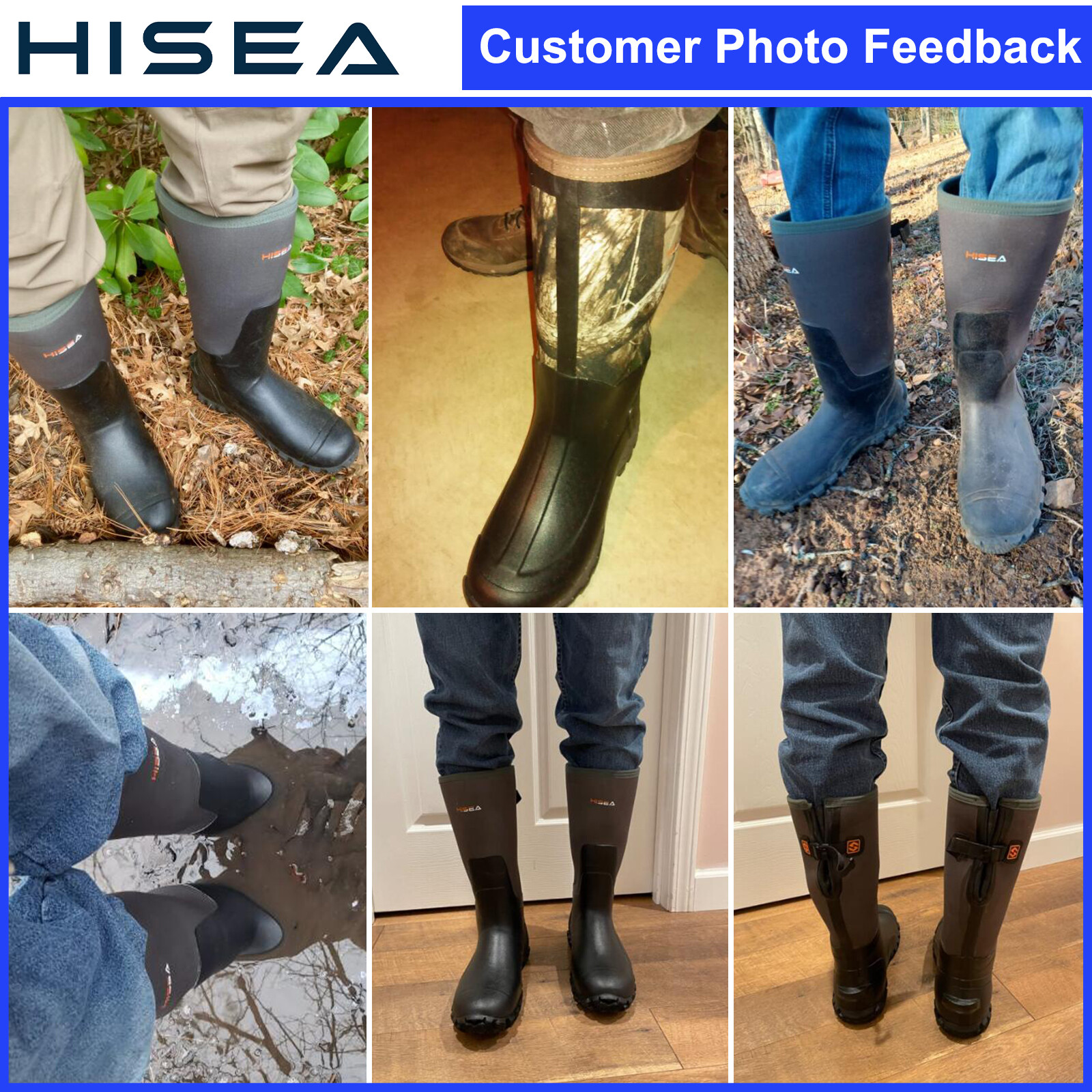 HISEA Men Adjustable Rain Boots Fishing Hunting Mud Dirt Farm Work Safety Shoes