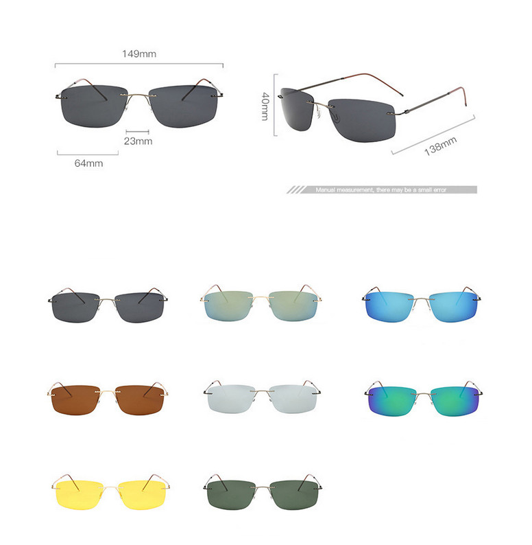 Ultra Light Memory Rimless Titanium Alloy Polarized Driving Sunglasses For Men