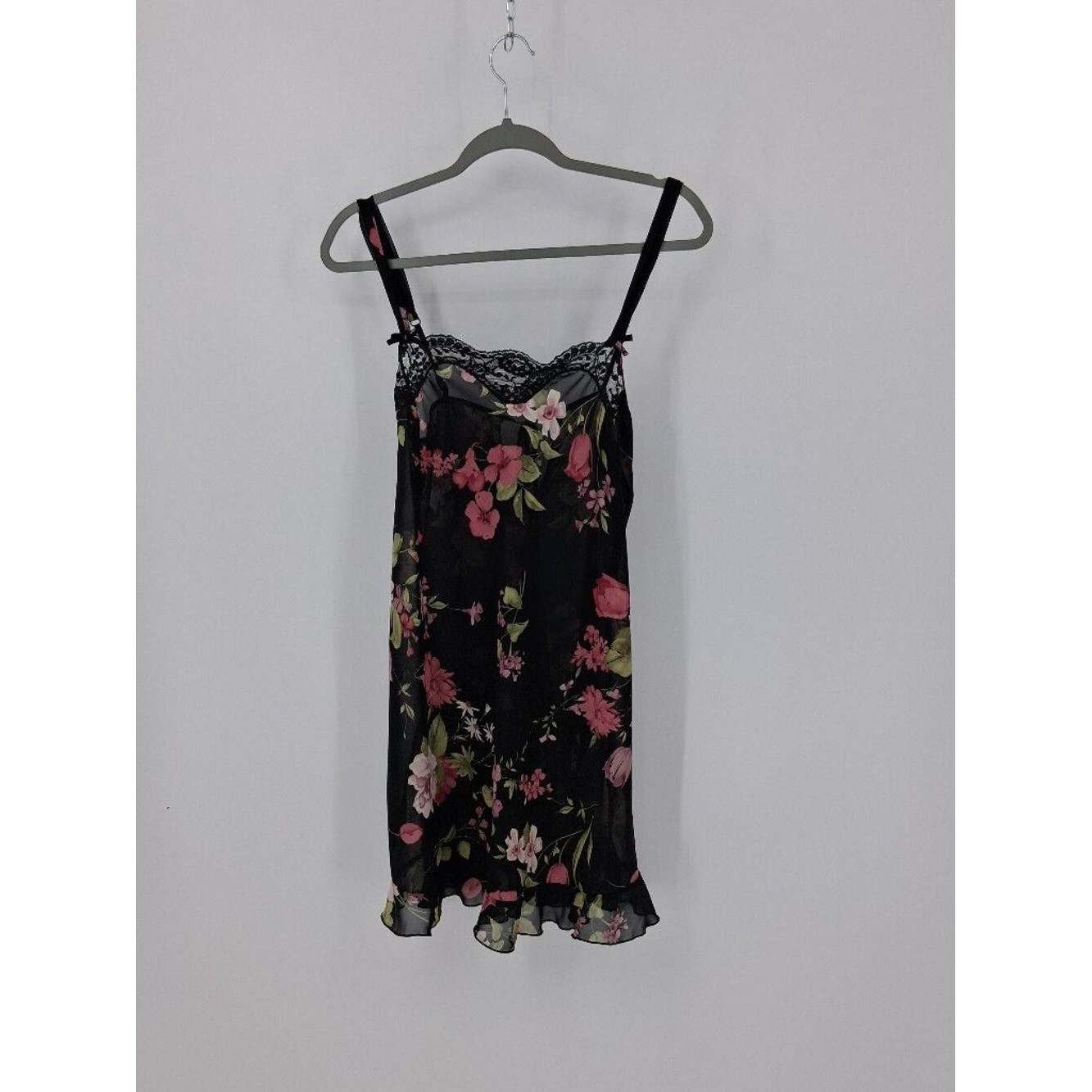 Vintage Floral Lace Chemise Lingerie Nightgown w/ robe Sexy Intimates Size Med