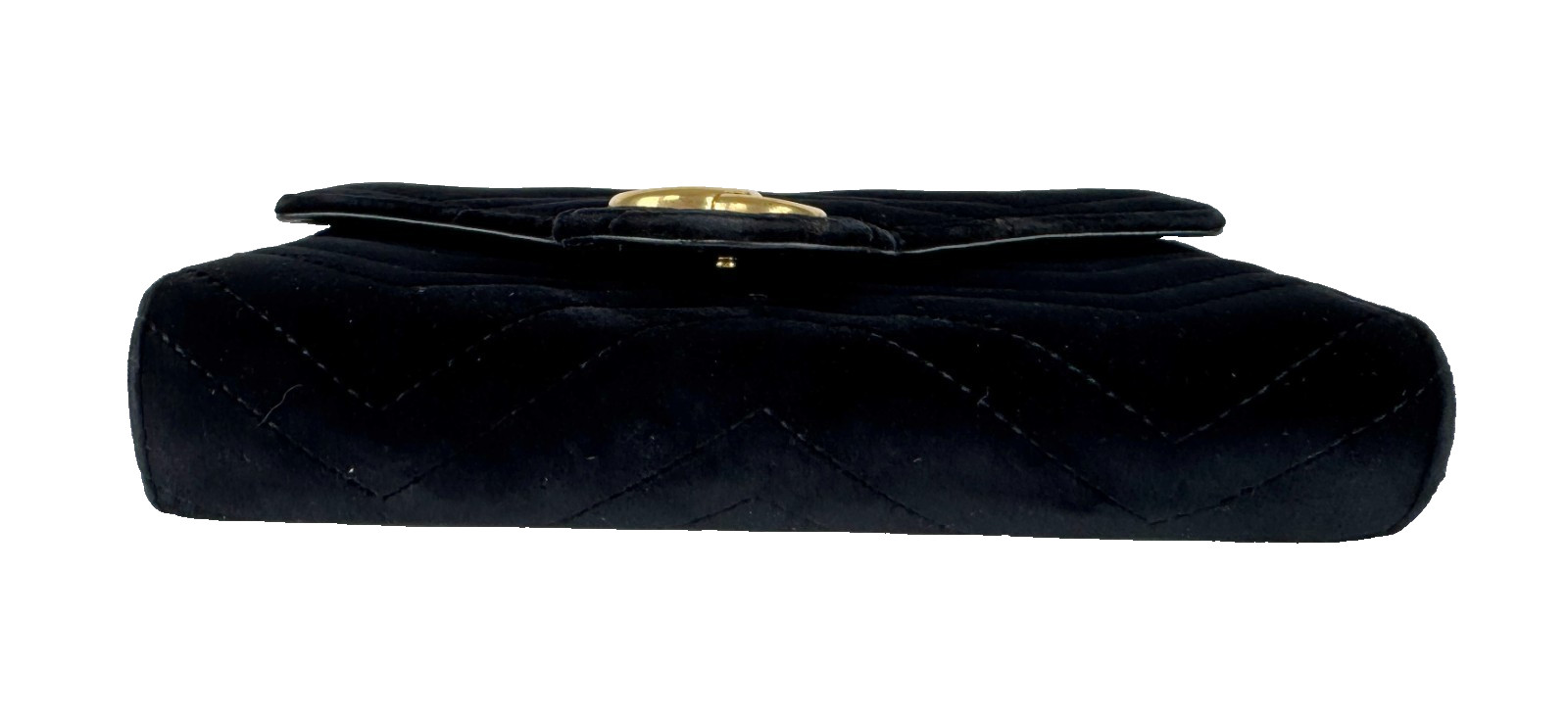 Gucci Auth Black Velvet Leather GG Marmont Mini Chain Strap Bag Wallet Crossbody