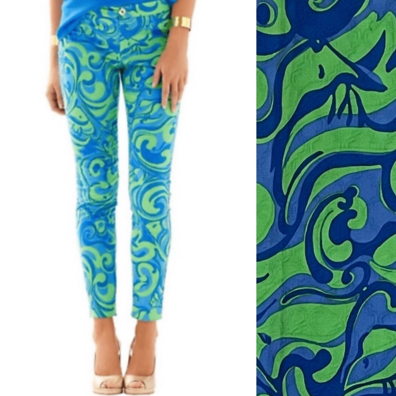 Lilly Pulitzer Kelly Ankle Pant Canopy Green I’m No Angel Swirl Disco Artsy 12