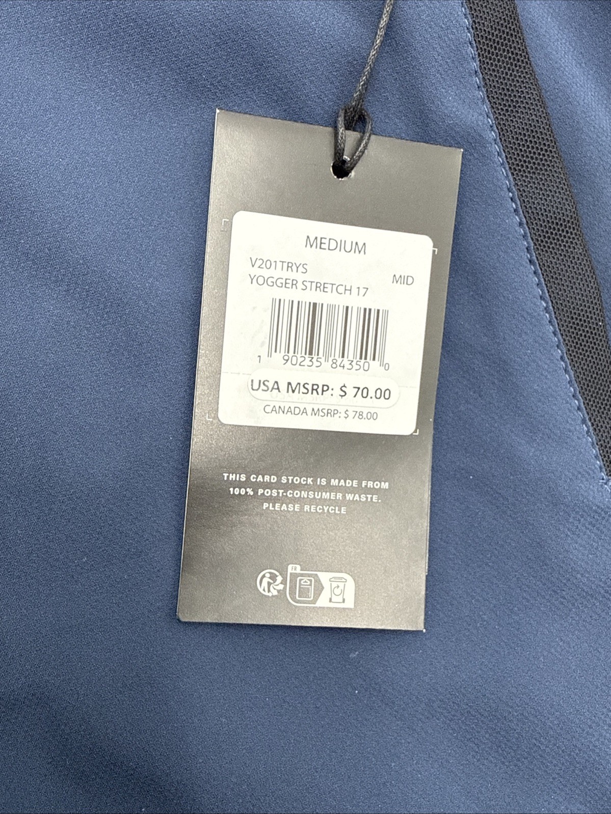 $70 RVCA Men’s Yogger Stretch 17 Shorts 8″ – Navy Blue – Medium -New Tag