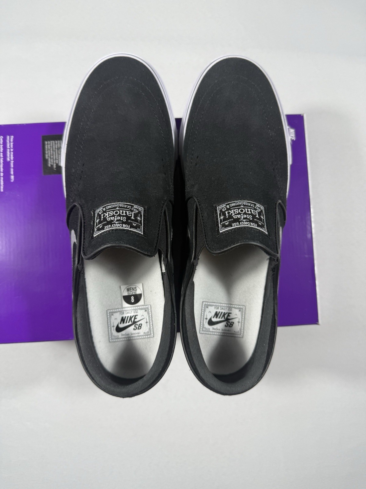 New Men’s Size 8 – Nike Zoom Stefan Janoski+ Slip SB Black White FN5893 001